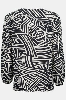 Gina Laura Spitzenbluse Bluse Identity Zebra Print V-Ausschnitt Langarm