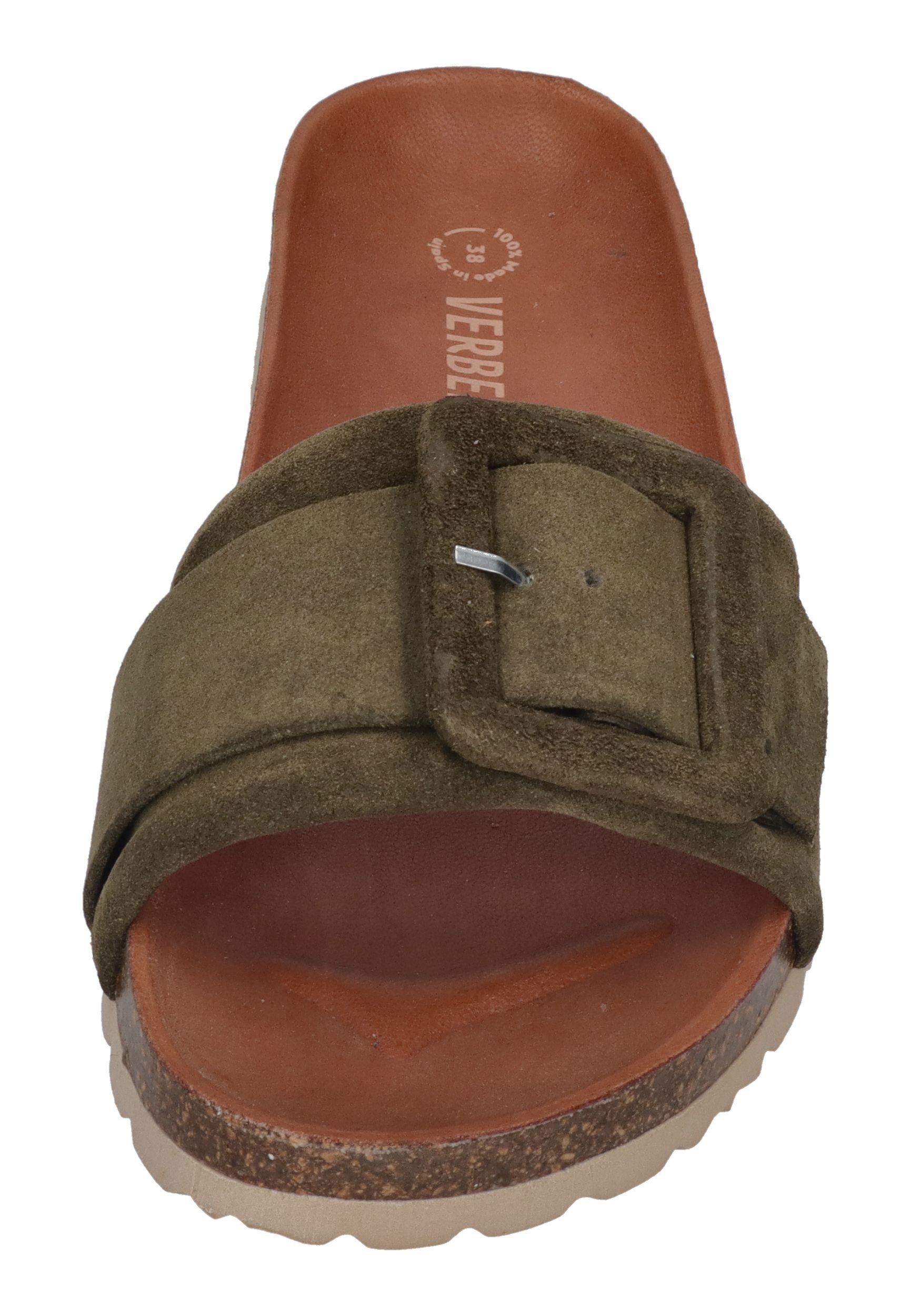 VERBENAS REIKO Velour Pantolette Kaki