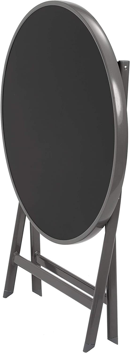 BRUBAKER Gartentisch Beistelltisch oder Esstisch - Milano (1-St), Metall Glastisch rund klappbar - 70 cm Ø - Wetterfest - Anthrazit Grau