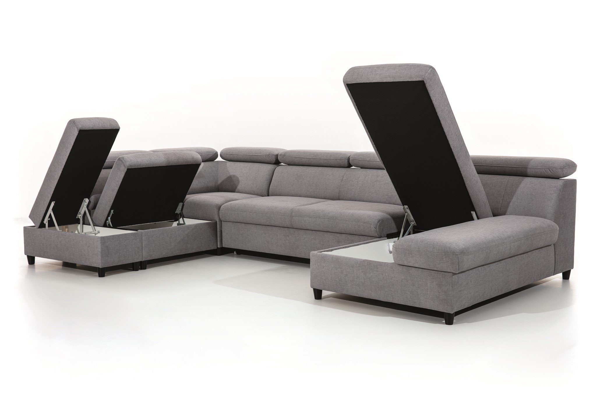 Fun Möbel Stoff Sofa 3 x Inkl. und Sand Bettkasten in Rundumbezug Esito, ANTON Wohnlandschaft Schlafsofa Schlaffunktion