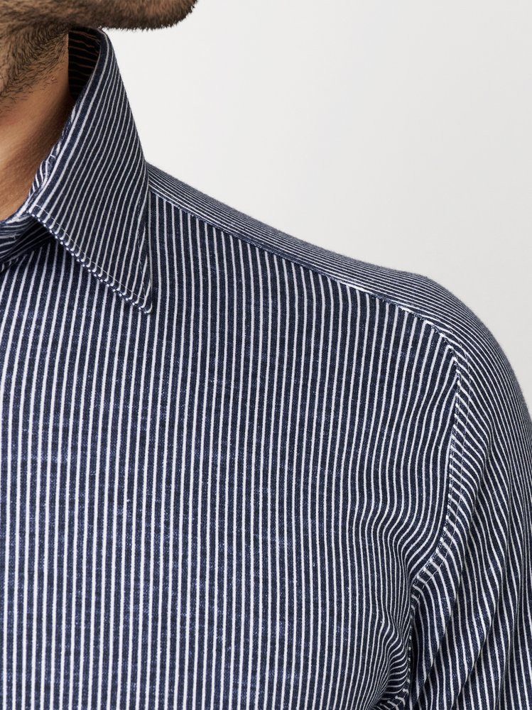 DESOTO Kurzarmhemd Casual Kent 1/2 Kentkragen, Jerseyhemd, slim fit, fein gestreift