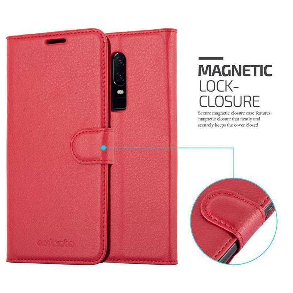 Cadorabo Handyhülle für OnePlus 6 Hülle OnePlus 6, Hülle Schutzhülle mit Standfunktion, Kartenfach und Magnetverschluss