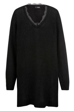 MIAMODA Strickpullover Long-Pullover V-Ausschnitt mit Spitze