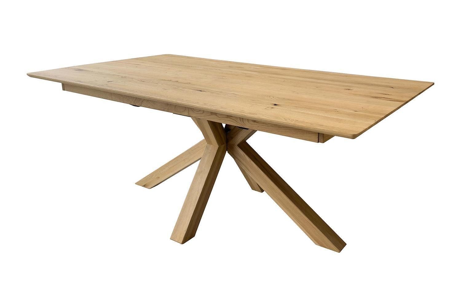 G+K Möbelvertriebs GmbH Esstisch TI657, Braun, Wildeichenholz massiv geölt, Ausziehbar, B 200/285 x H 75 x T 100 cm