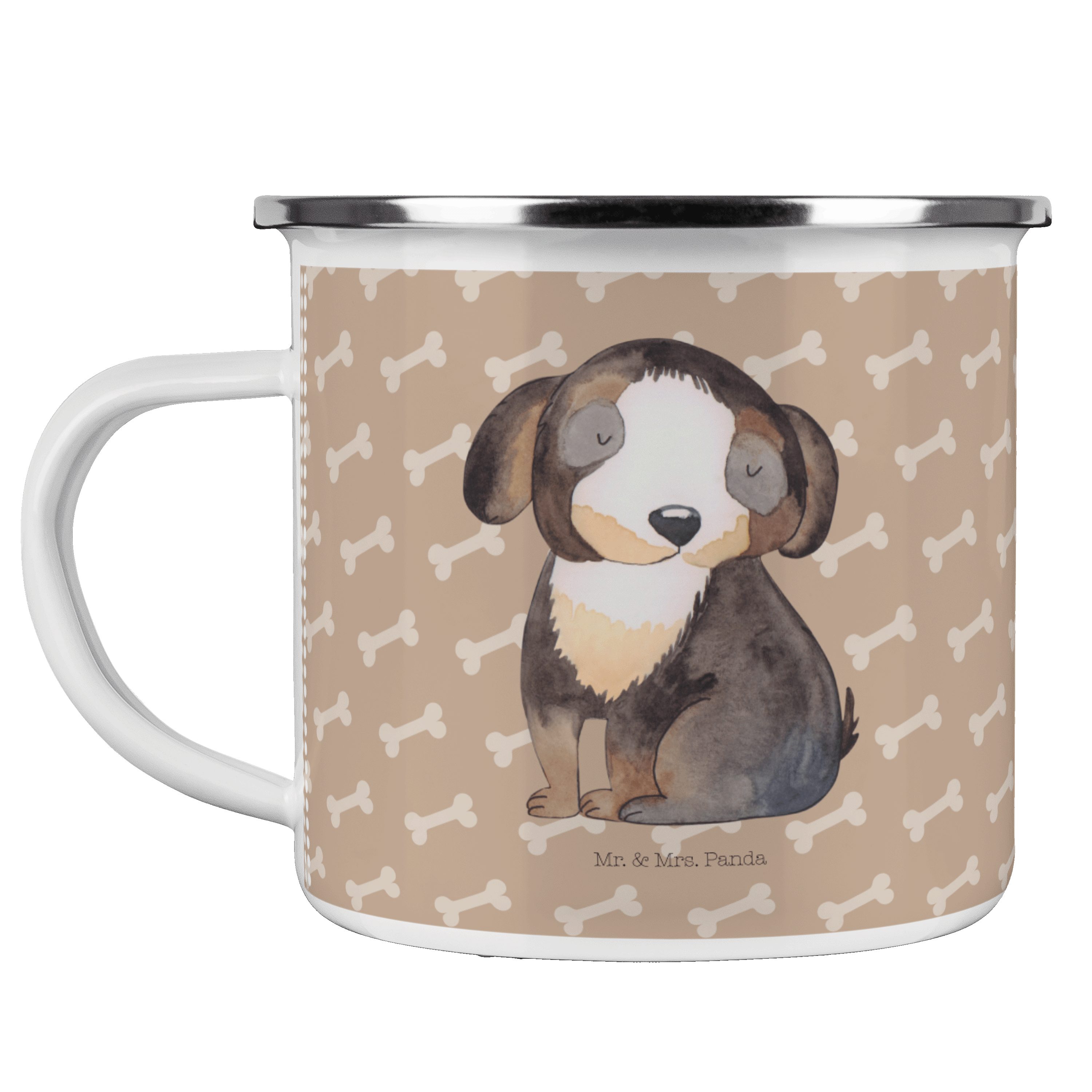 Mr. & Mrs. Panda Becher Hund entspannt - Hundeglück - Geschenk, Outdoor Tasse, Campingtasse, Emaille