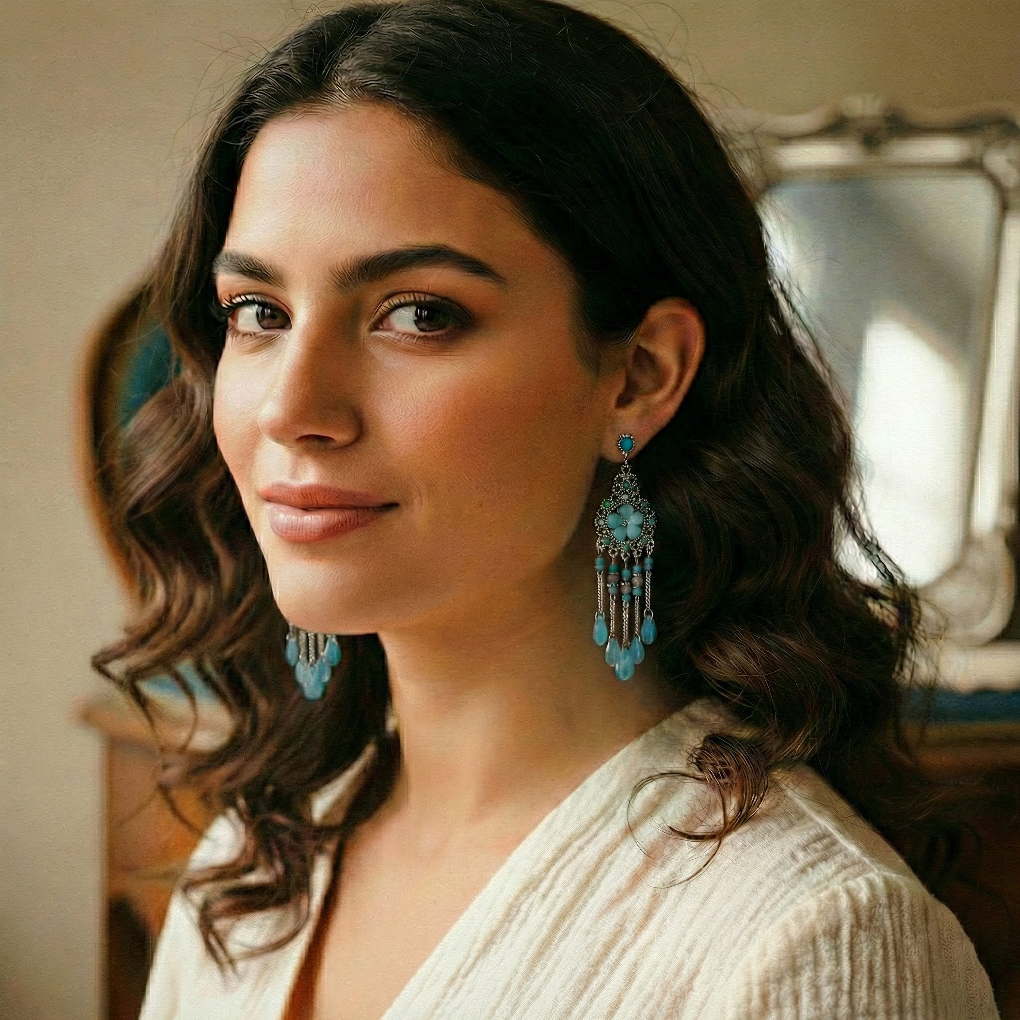 The Beauty House Ohrring-Set Vintage Boho Ohrringe Damen – Ethno Statement Schmuck Edelstein