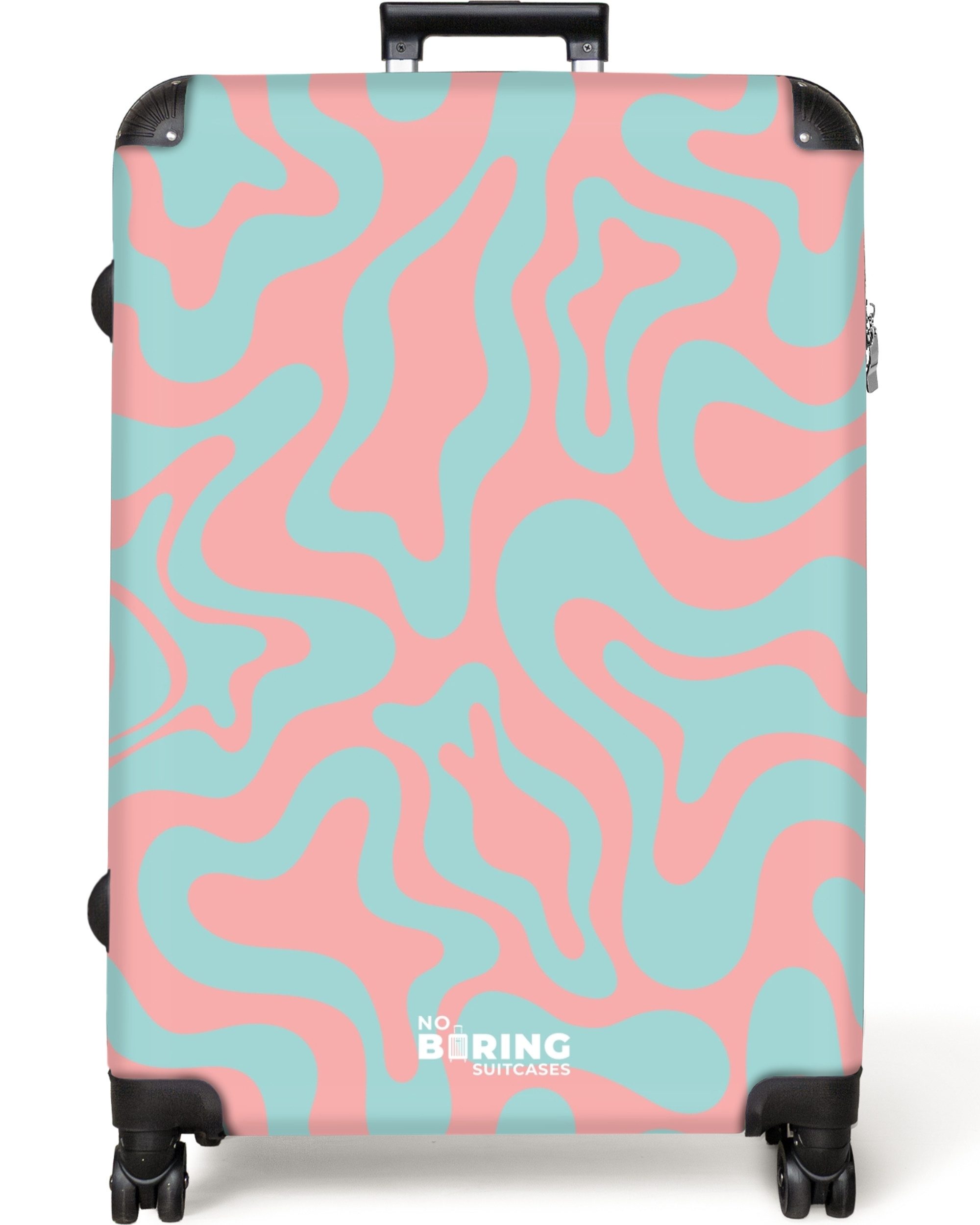 NoBoringSuitcases.com© Hartschalen-Trolley Rosa mit blauem abstraktem günstig online kaufen