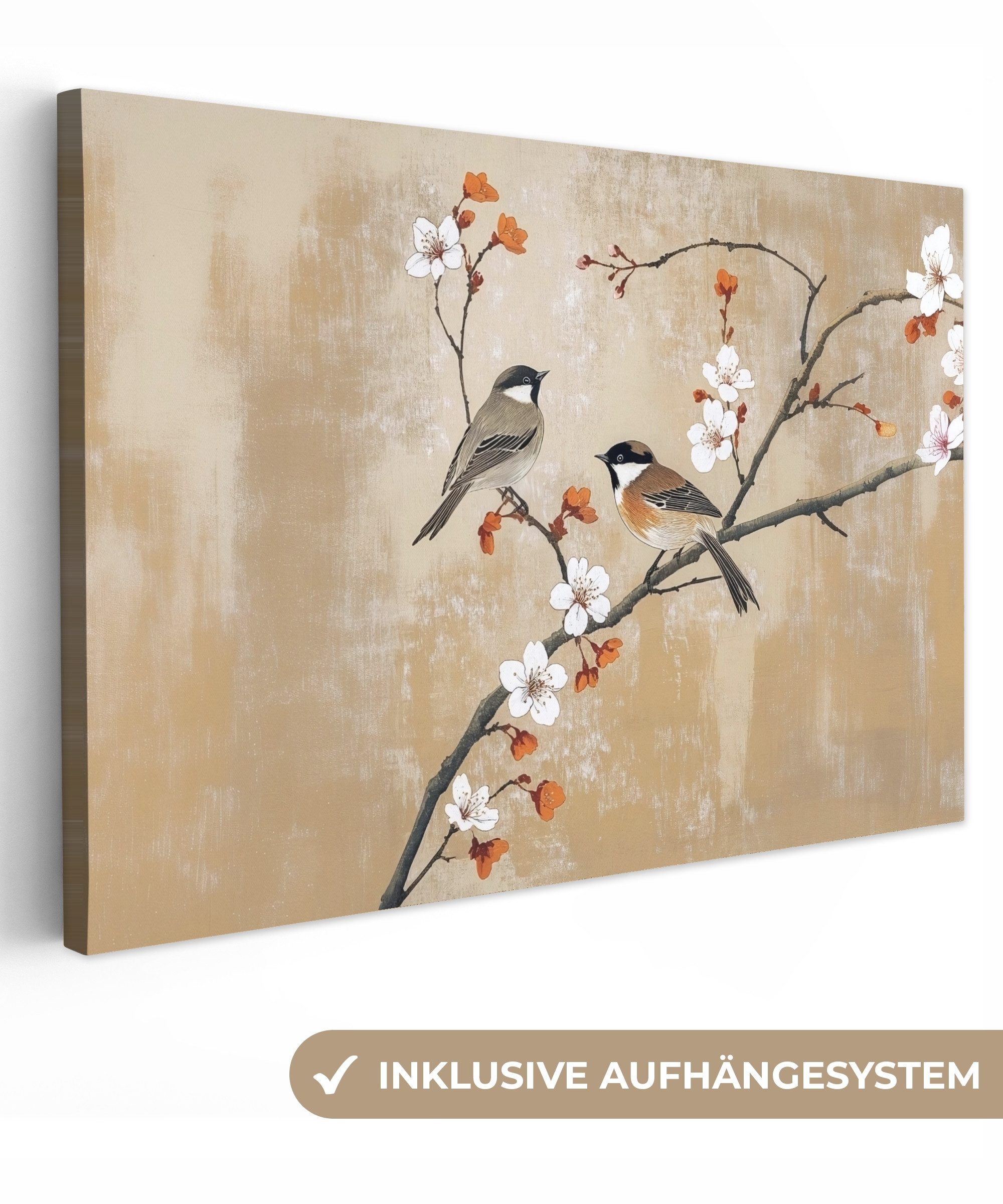 OneMillionCanvasses® Leinwandbild Vögel - Blütenzweig - günstig online kaufen