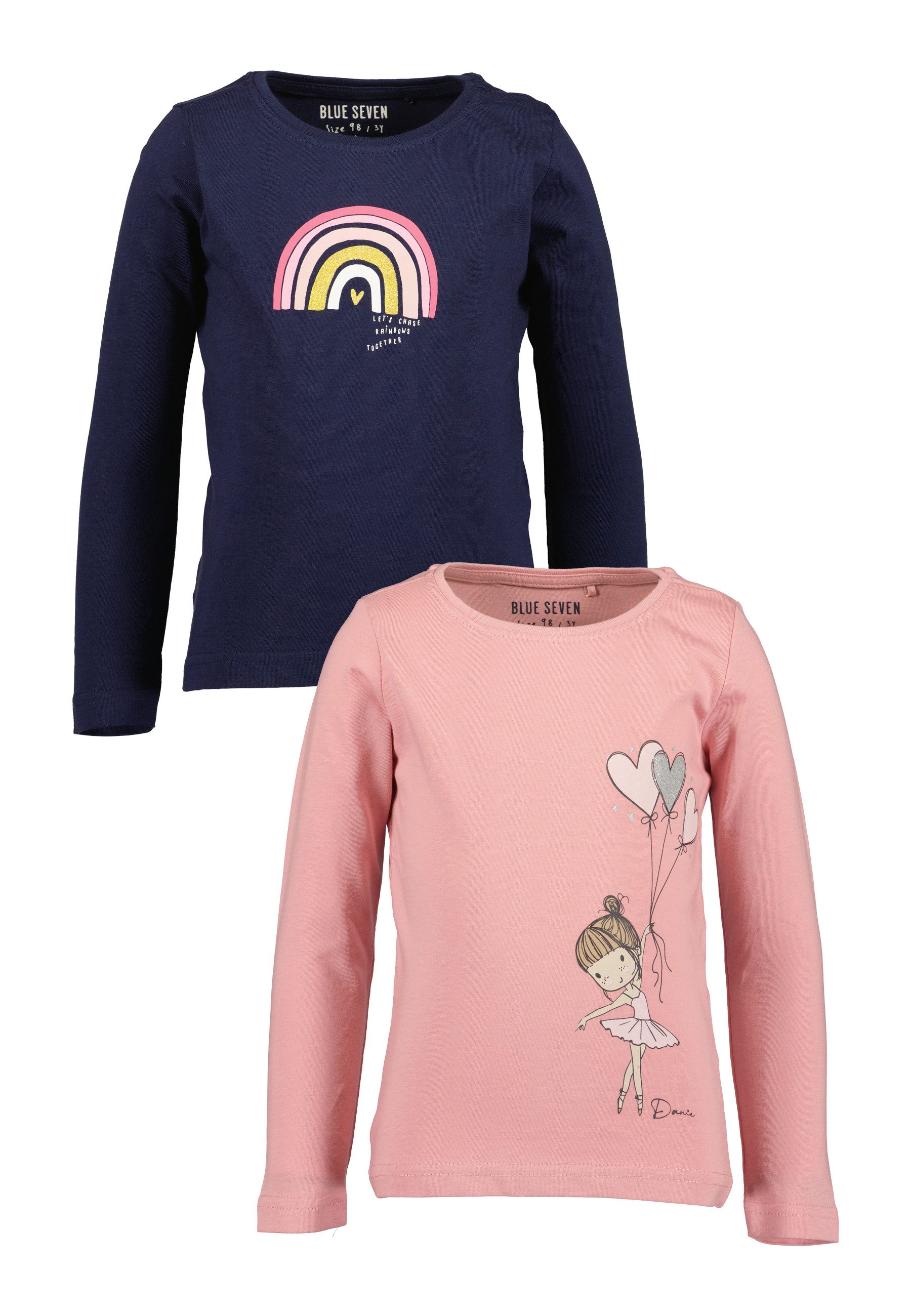 Blue Seven Langarmshirt (Packung, 2-tlg) mit tollen Frontmotiven