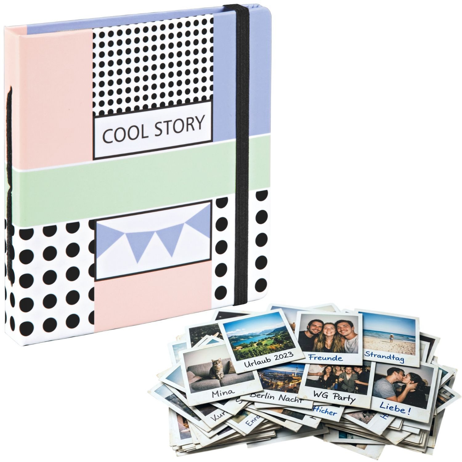 Hama Fotoalbum Foto-Album Cool Story Foto-Buch für 28x Sofortbild (1x Album), Fotoalbum Einsteckalbum Fotobuch für Polaroid Fuji Instax Bilder Fotos