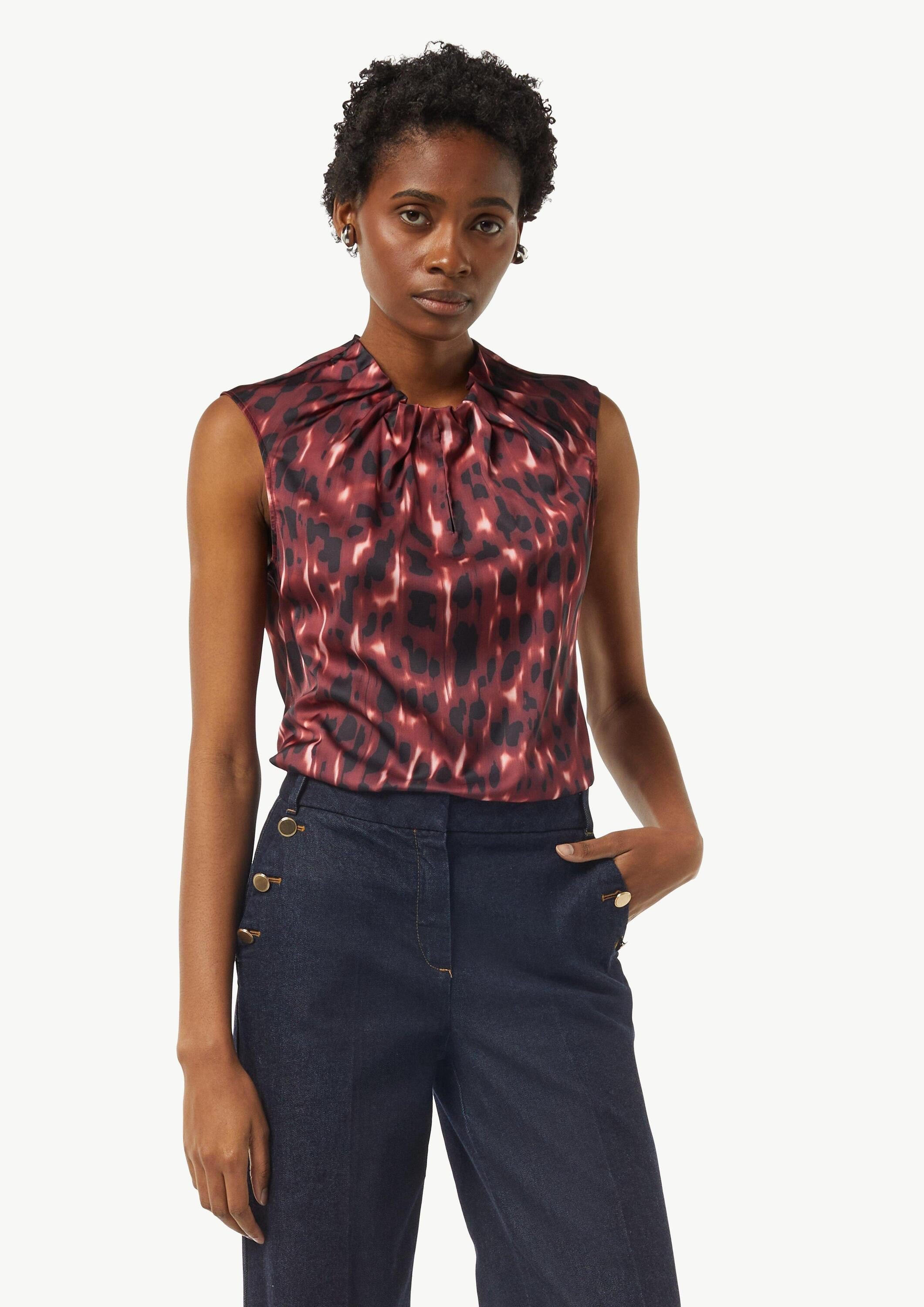 comma Блузкиtop Bluse Satinbluse mit Raffung