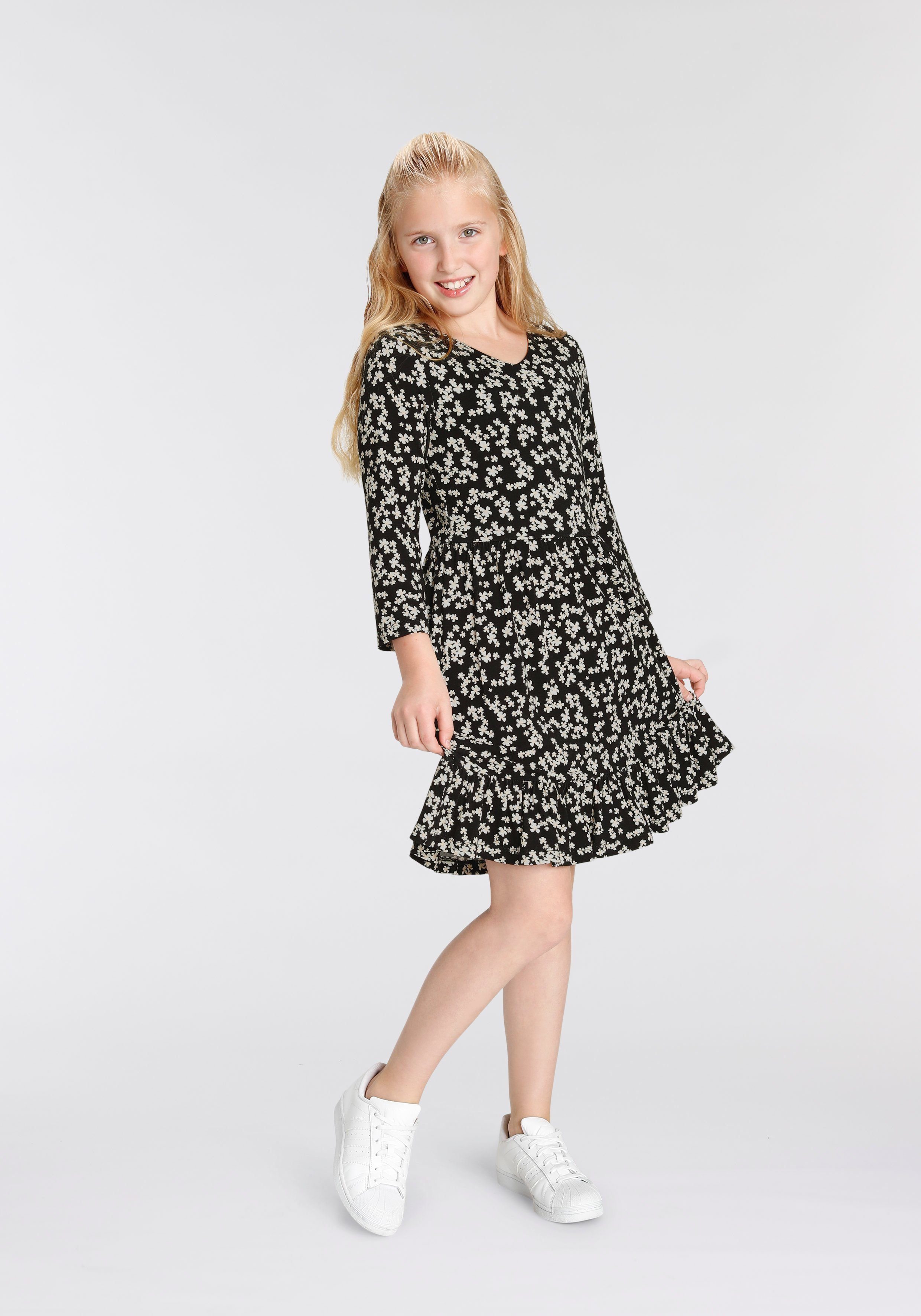 Jerseykleid Blumen bedruckt mit KIDSWORLD