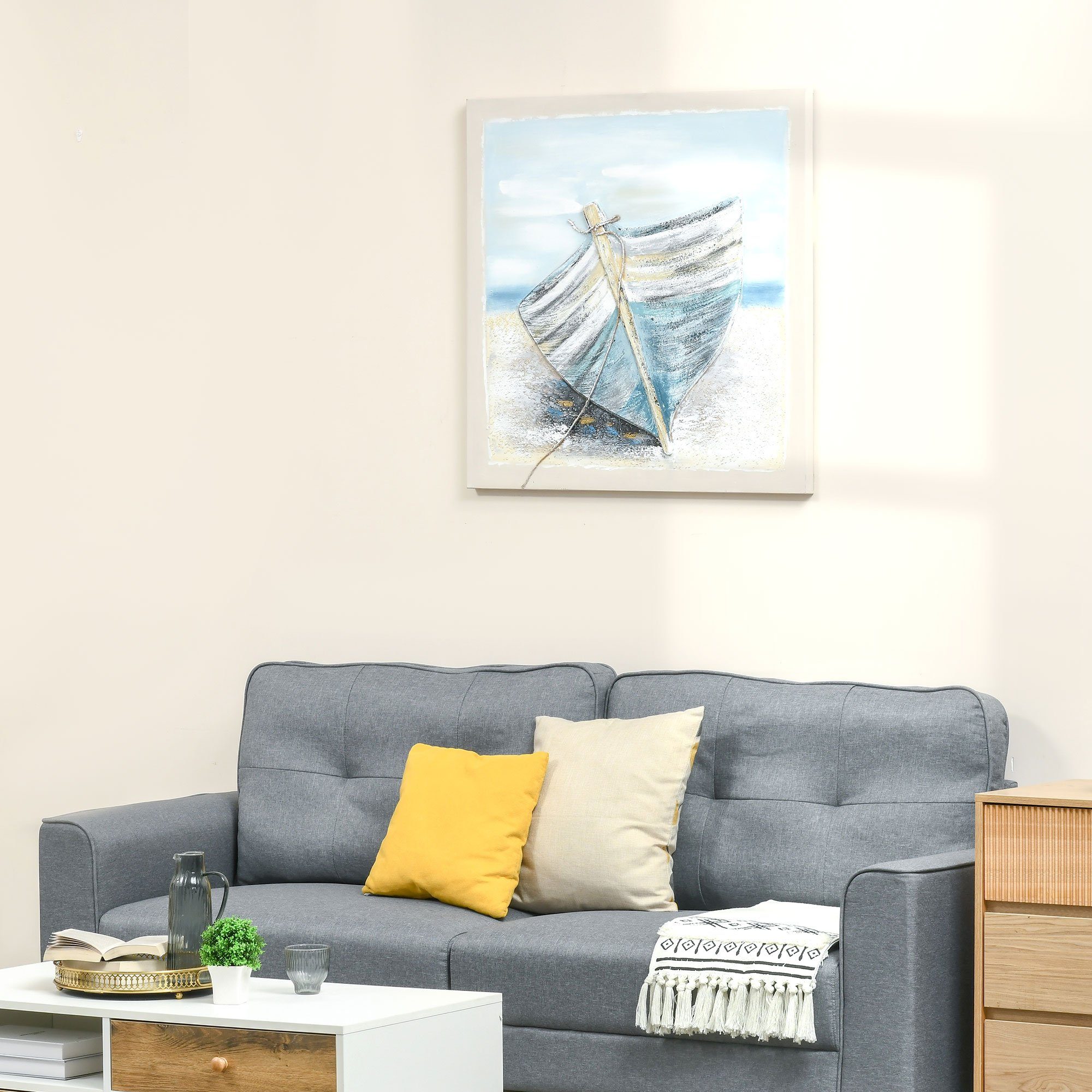 HOMCOM Wandbild Gemälde Wanddekoration handgemalt Leinwandmalerei günstig online kaufen