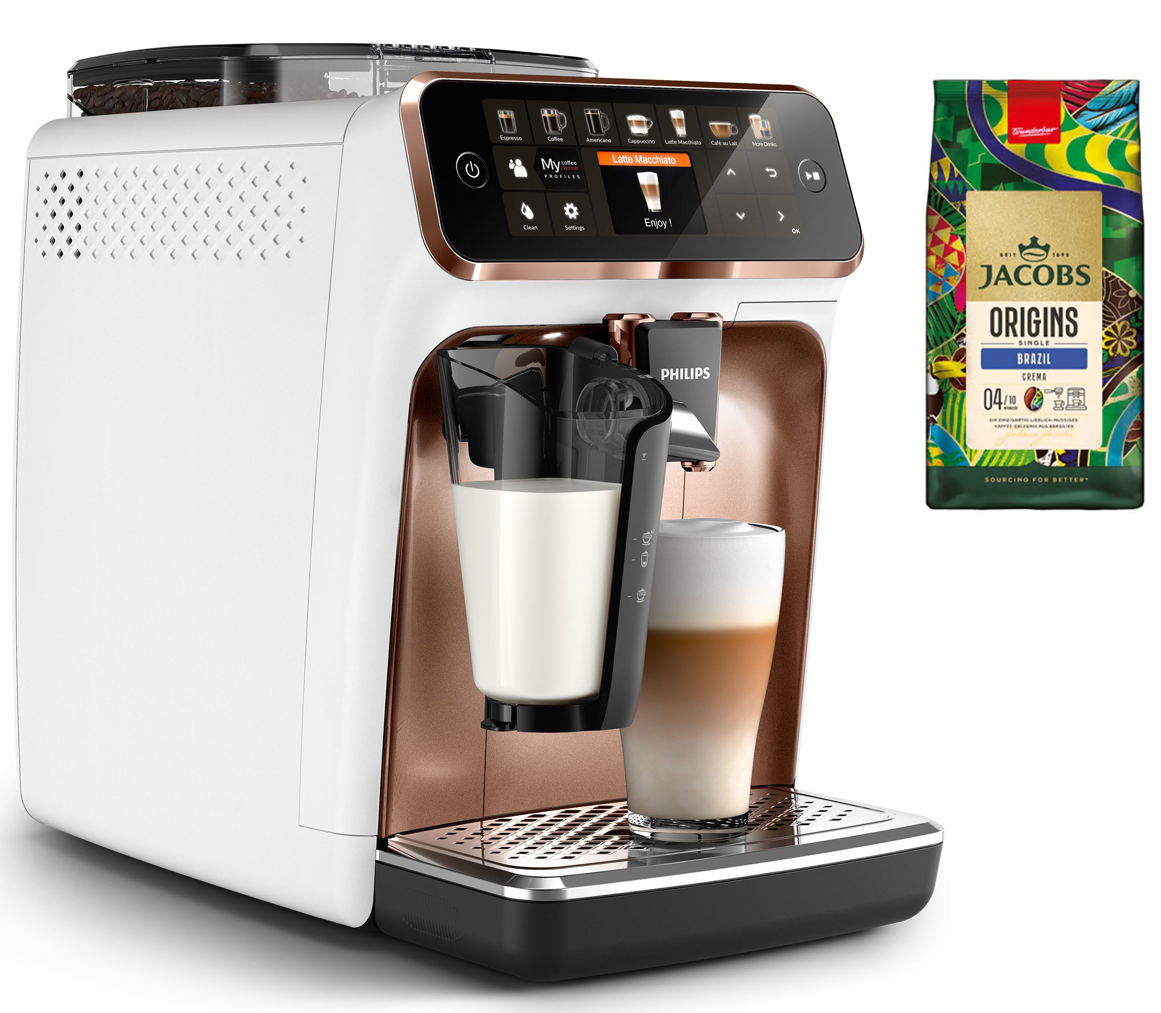 Philips Kaffeevollautomat EP5443/70 5400 Series, 12 Kaffeespezialitäten, LatteGo Milchsystem und 4 Benutzerprofilen