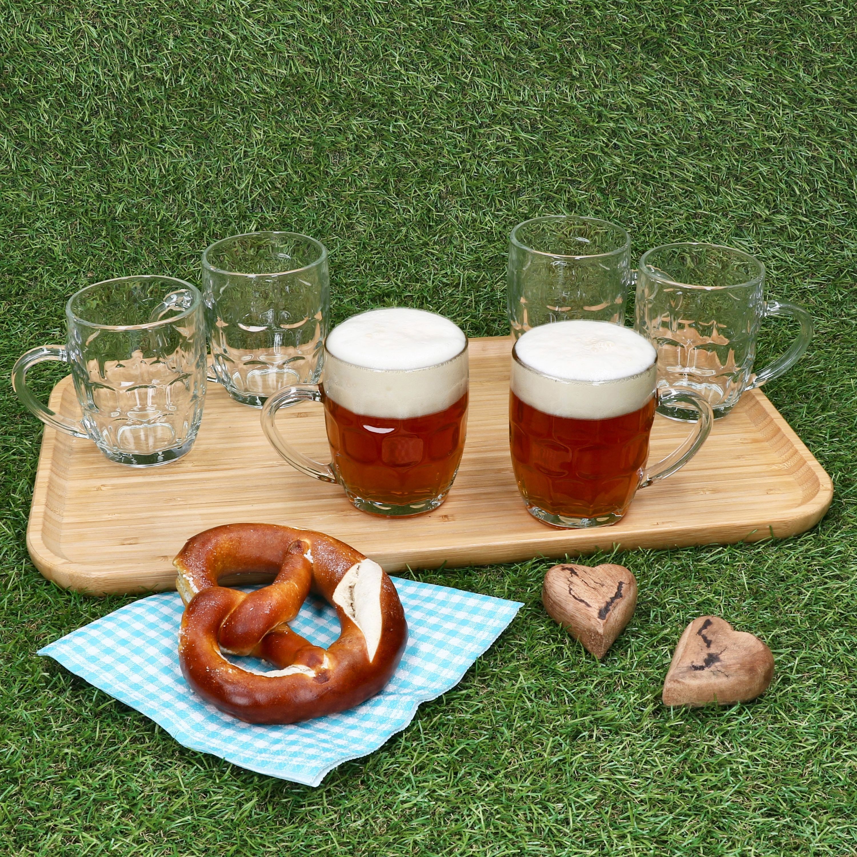 MamboCat Bierglas MamboCat 6er Set Dijon Bierkrug Glas mit Henkel & Relief 0,2L Party, Glas – Bild 5 von 5