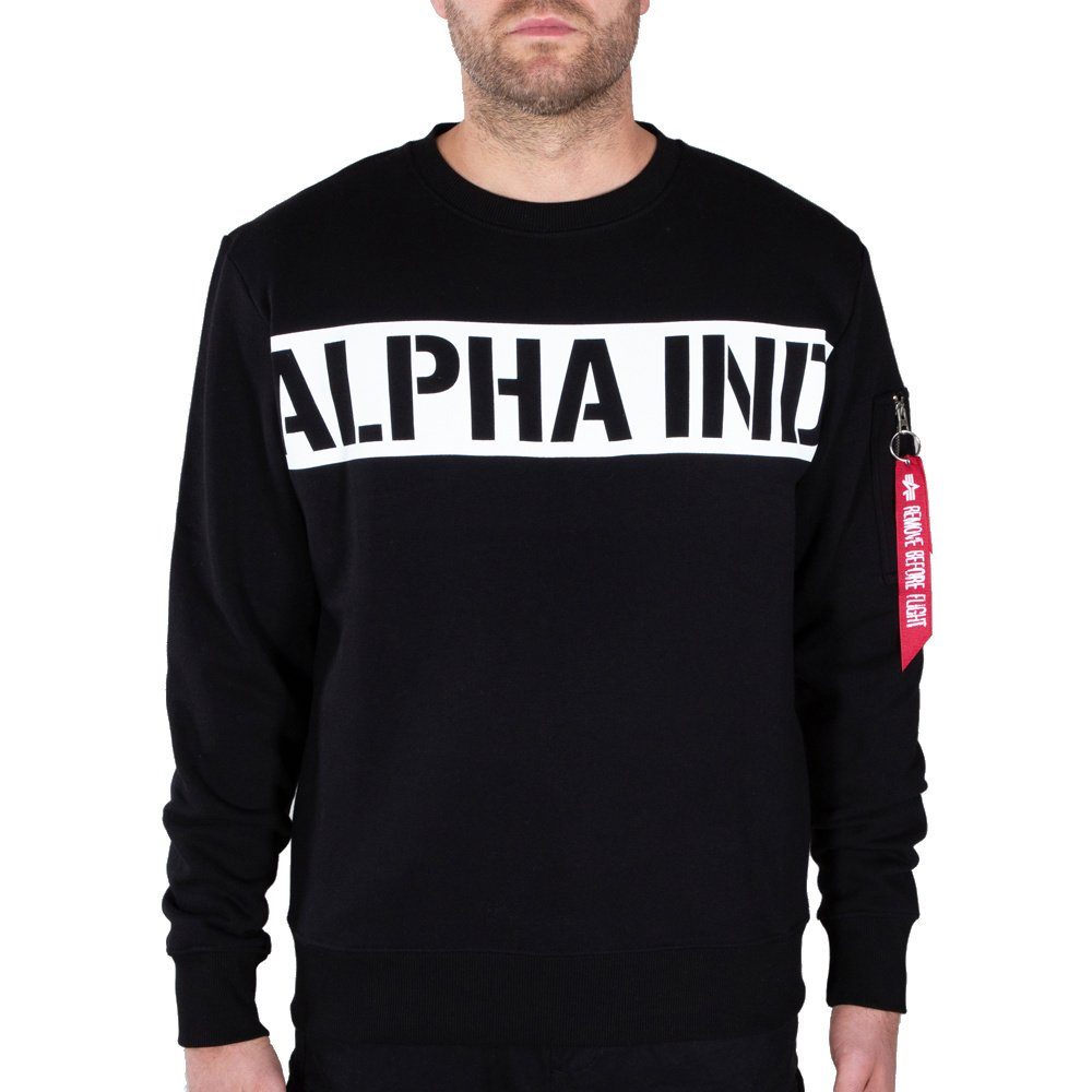 black Alpha Stripe Industries Alpha Sweatshirt Printed Sweatshirt Industries Herren