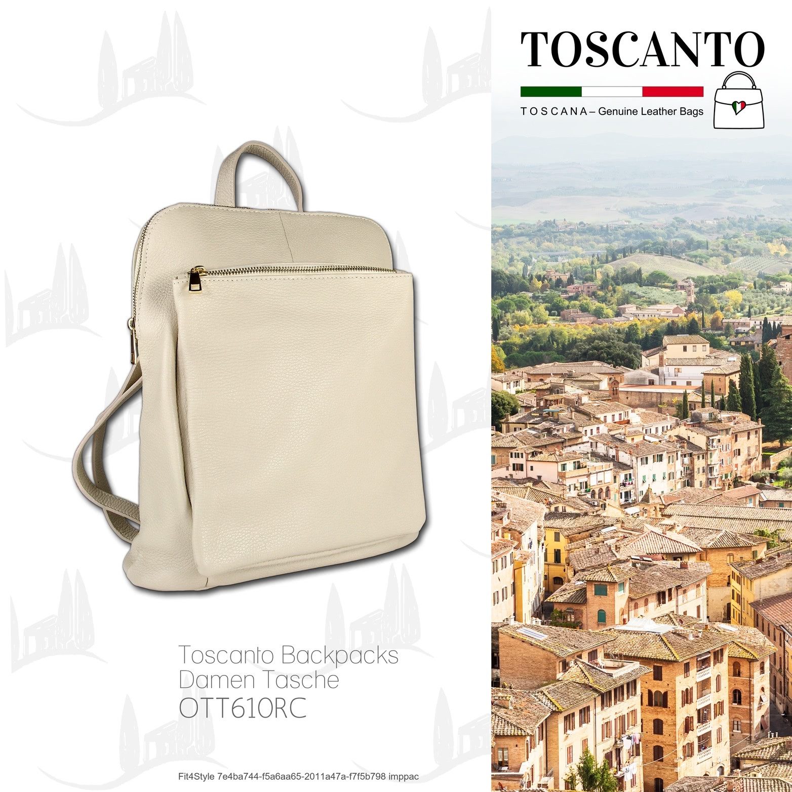 Toscanto Cityrucksack Toscanto Cityrucksack Freizeit (Cityrucksack), Damen Tasche Echtes Leder beige, Made-In Italy