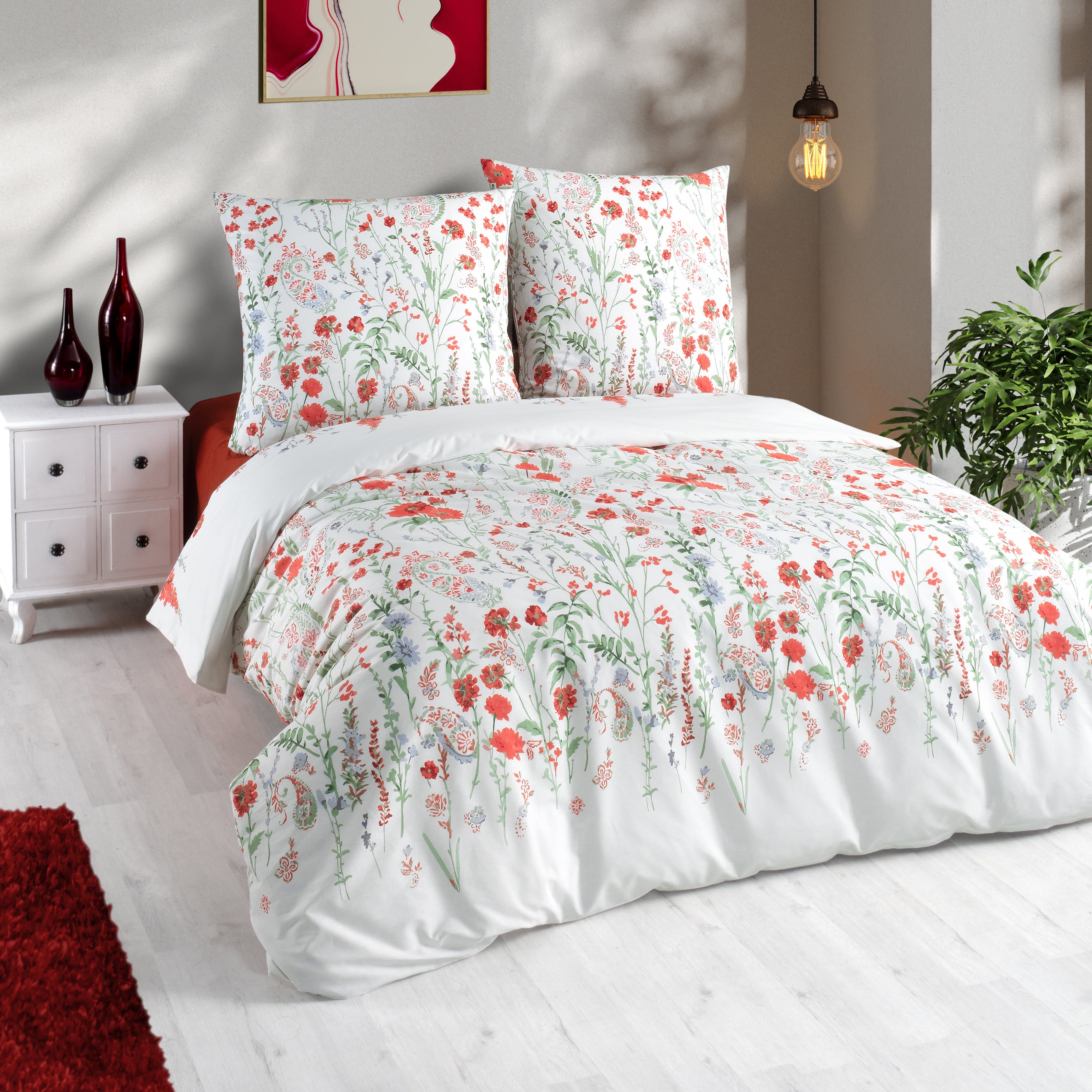 yadetextil Bettwäsche Bettwäsche-Set 135x200 cm 4 teilig Weiß, Eleyse, Renforce, 4 teilig, Eleyse