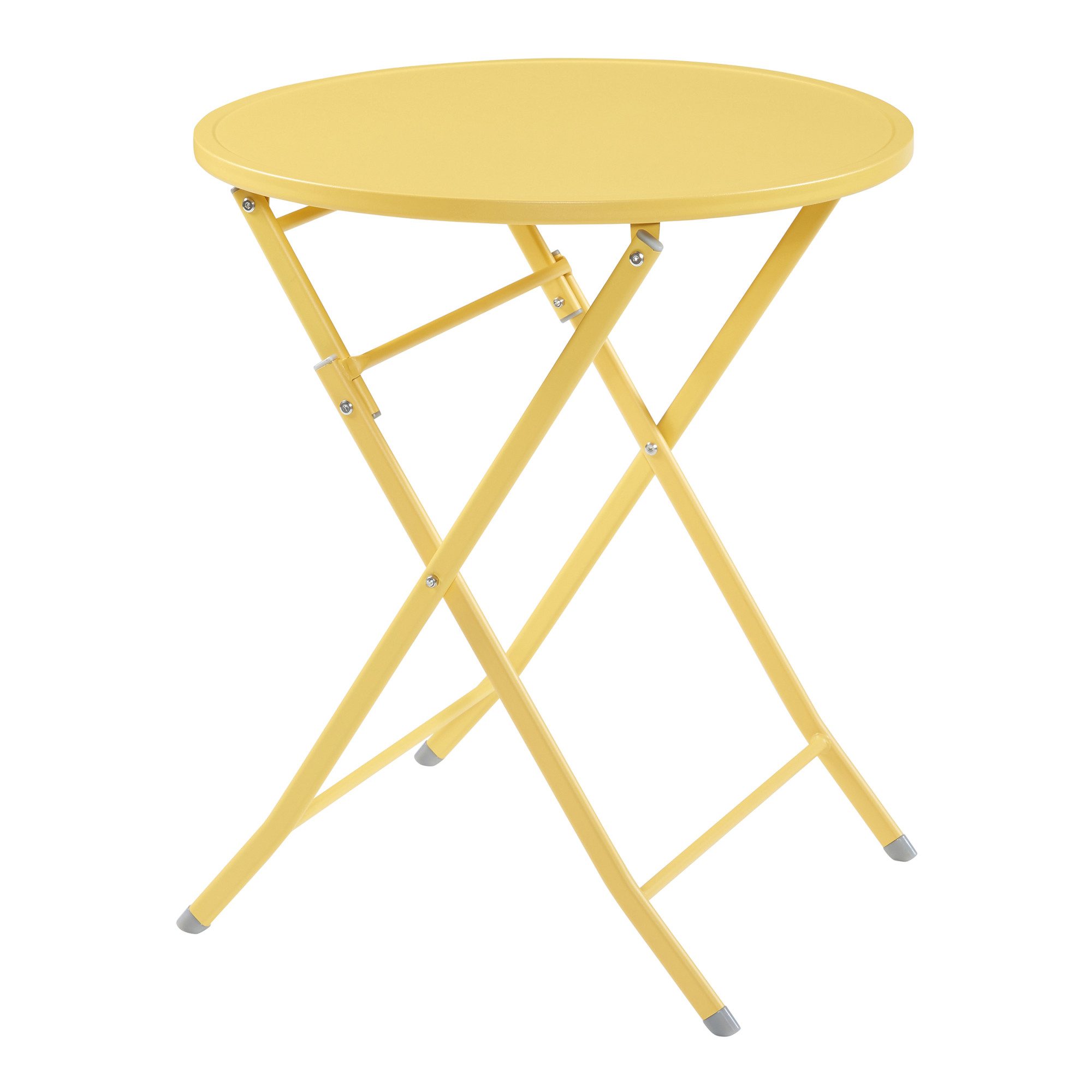 en.casa Klapptisch, »Sande« Stahl 71 x Ø62 cm Gelb