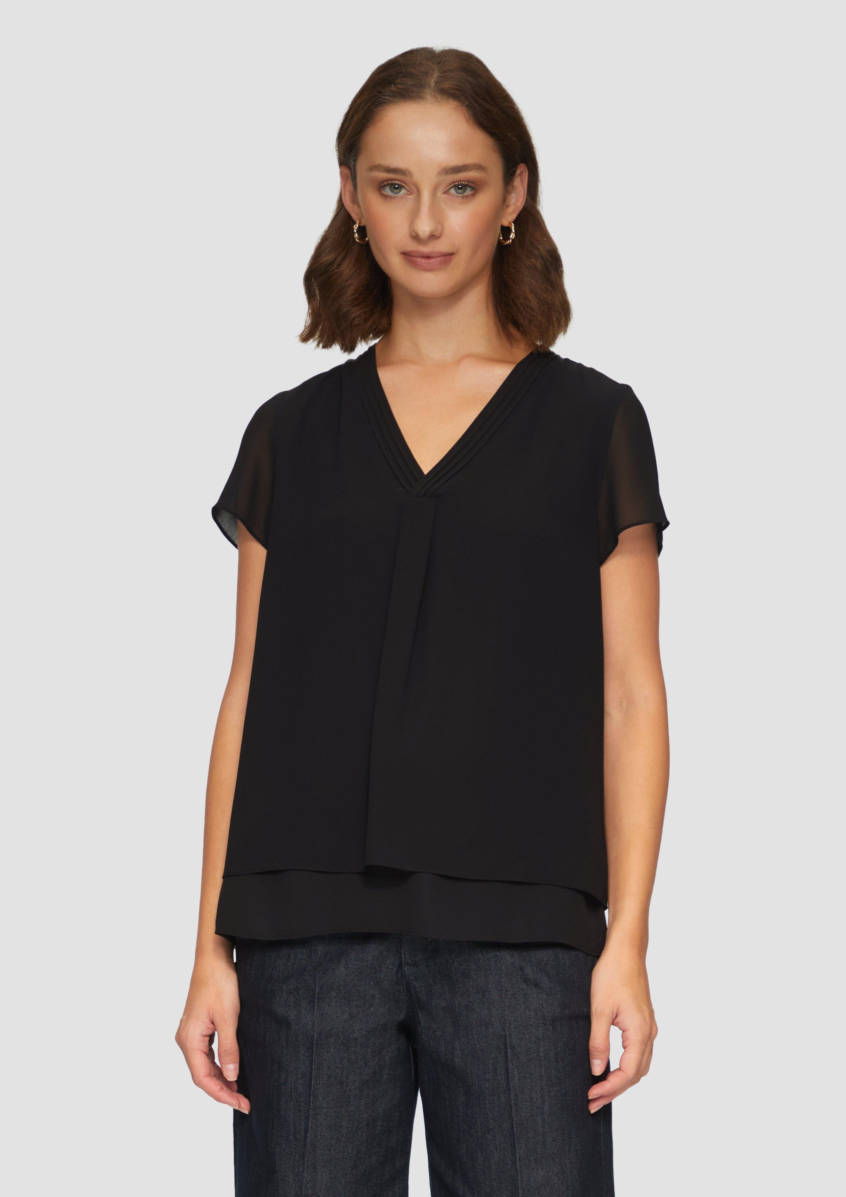 s.Oliver BLACK LABEL Kurzarmbluse Layering-Bluse aus günstig online kaufen