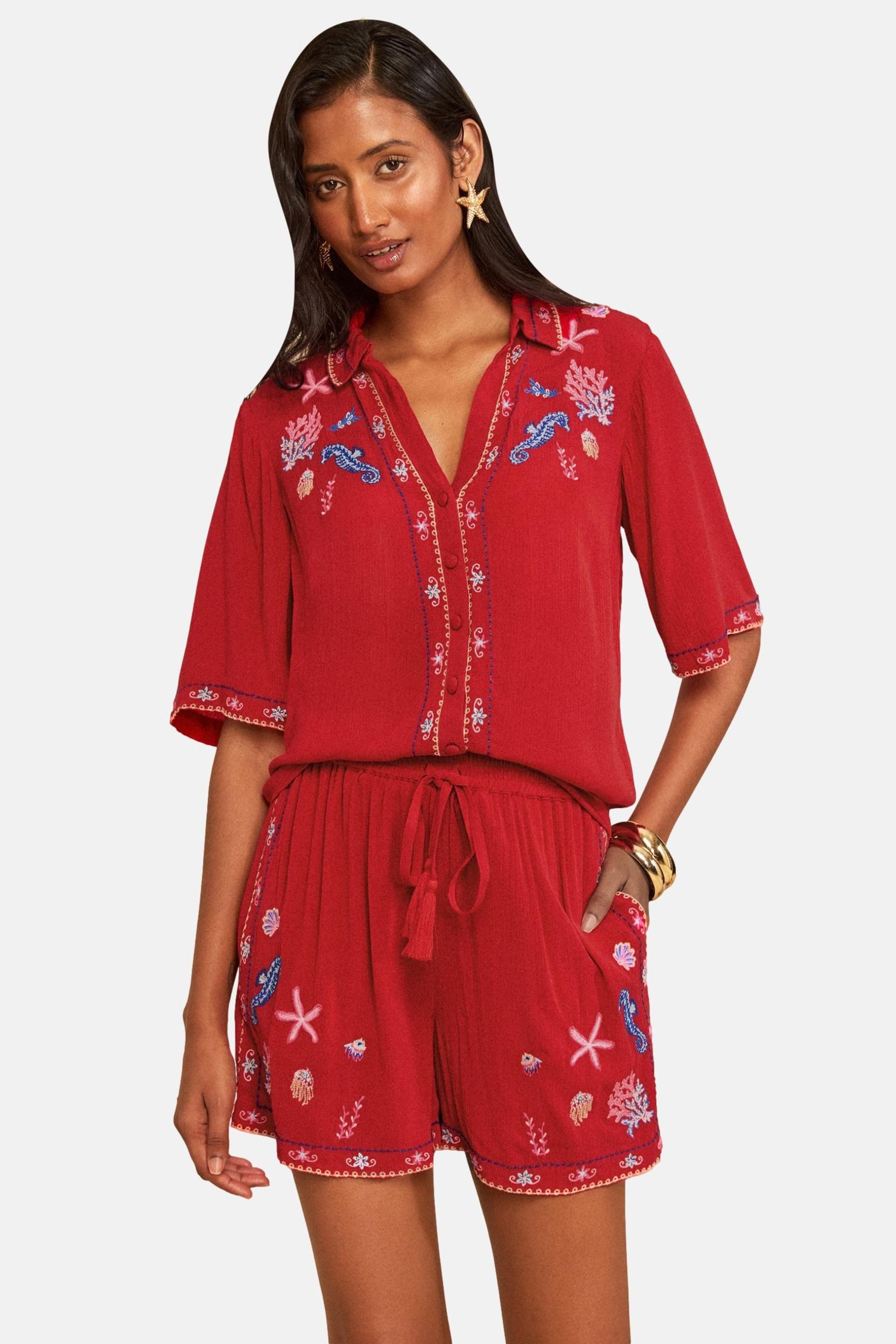 Love & Roses Strandshirt Love & Roses Besticktes Strandhemd, Regular (1-tlg)