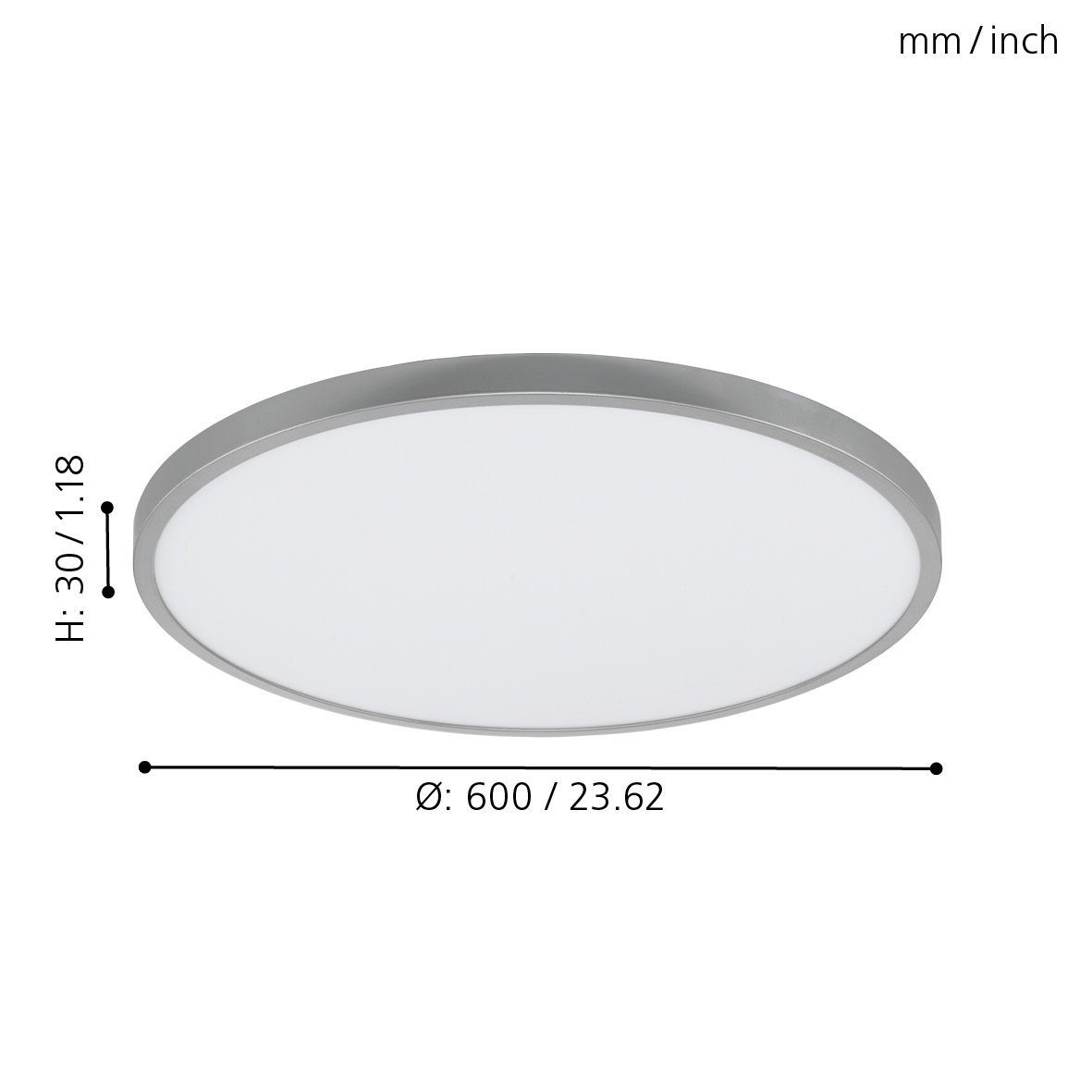 Fueva 60 1, Leuchtmittel inklusive, cm, weiß, Deckenlampe, Silber und Farbe: EGLO Aufbauleuchte warmweiß