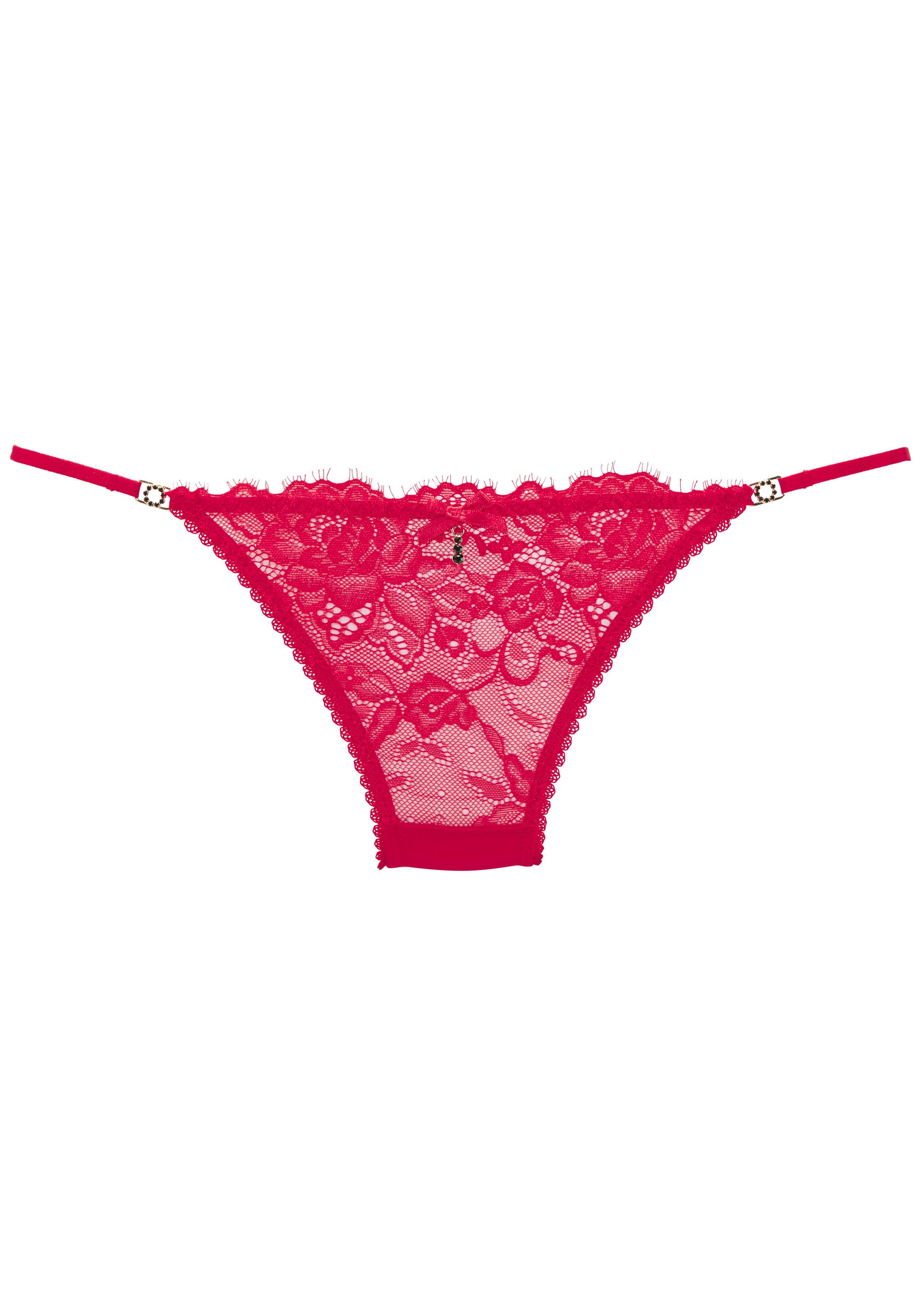 LASCANA Tanga Samara mit feiner Satinschleife und extravaganten Strassacces günstig online kaufen