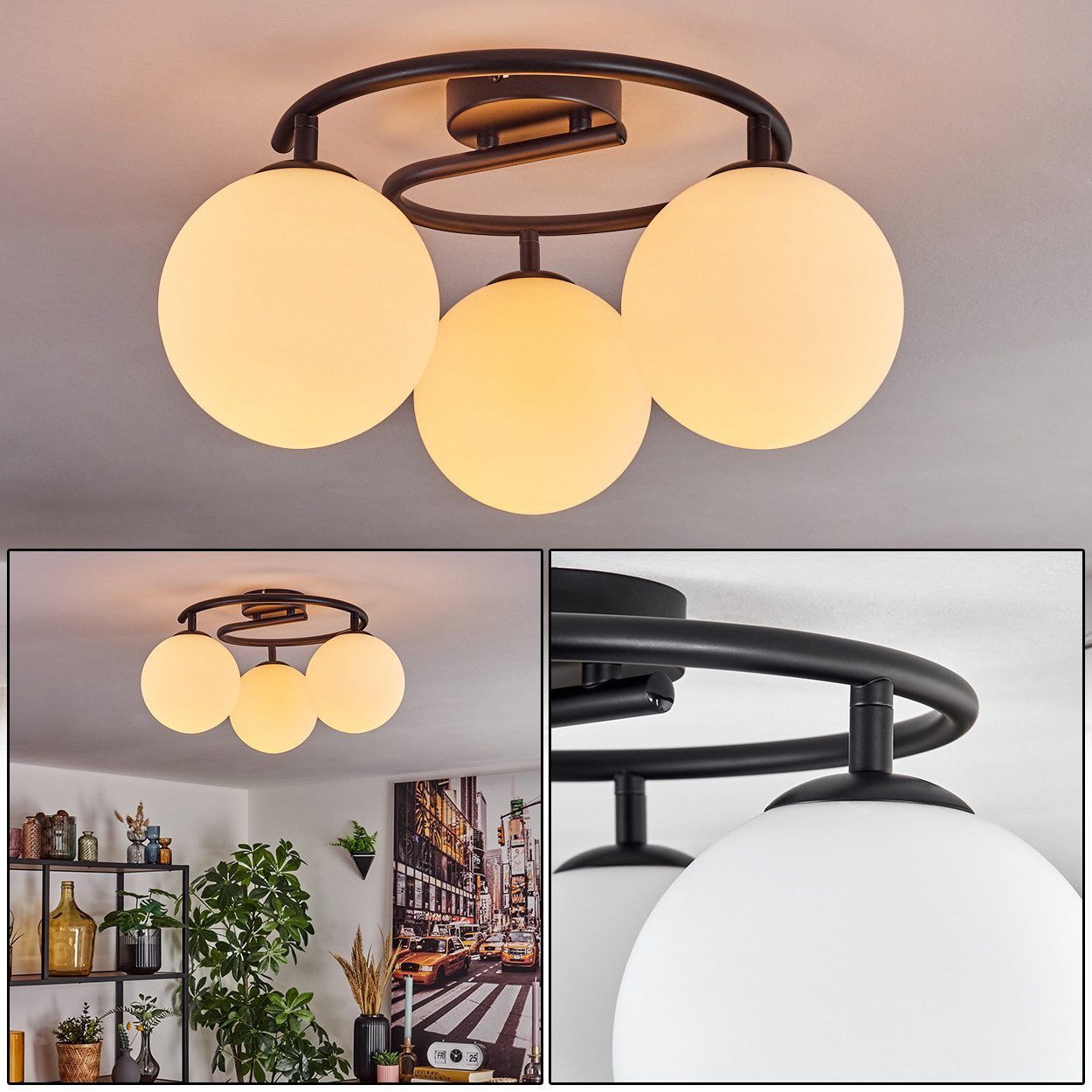 hofstein Deckenleuchte moderne Deckenlampe aus Metall/Glas günstig online kaufen
