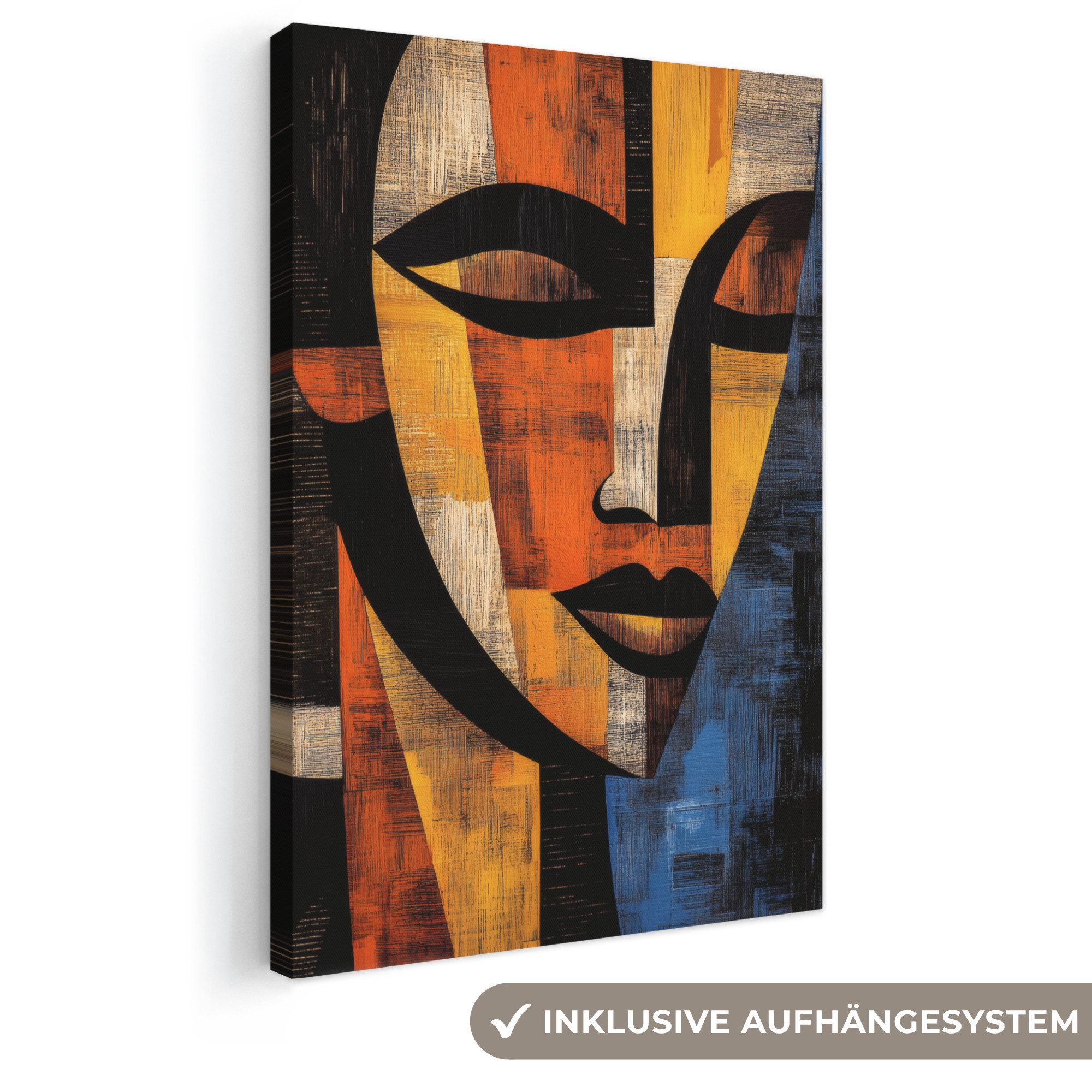 OneMillionCanvasses® Leinwandbild Abstrakt - Porträt - Farbfelder, Fotodruck (1 St), Leinwand Canvas Wandbild, Wanddekoration 20x30 cm