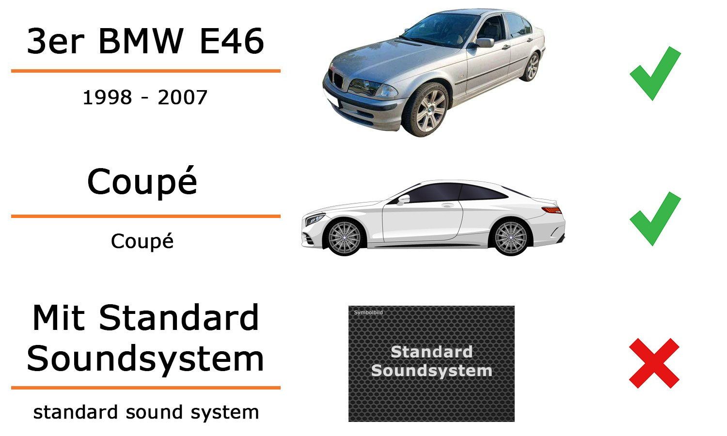 JUST SOUND best choice for caraudio Lautsprecher 16cm, Heckablage JVC CS-J620X für BMW 3er E46 Coupe 300W Auto-Lautsprecher (30 W)