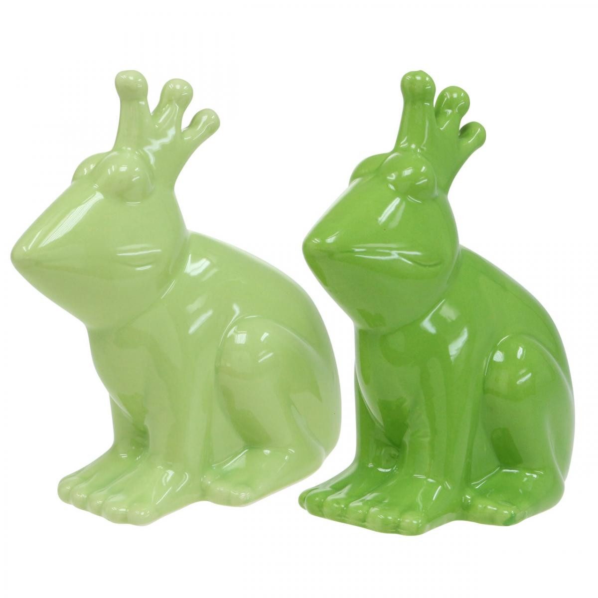 Dekofigur Deko Frosch Keramik Froschkönig Paar Sommerdeko Gartendeko 13×8×16cm
