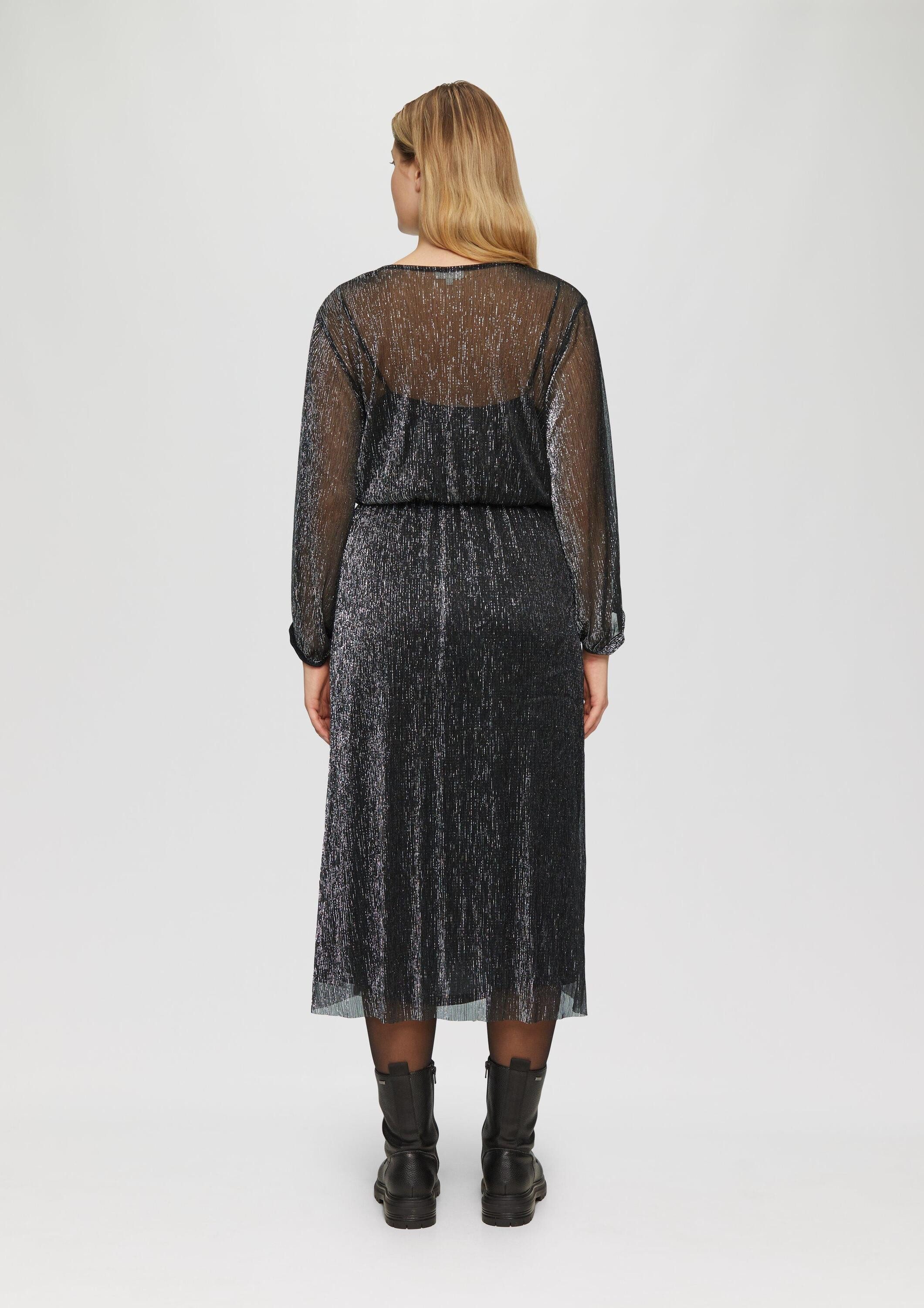 s.Oliver Midikleid Kleid Langes Meshkleid mit Glitzergarn und Smok-Detail