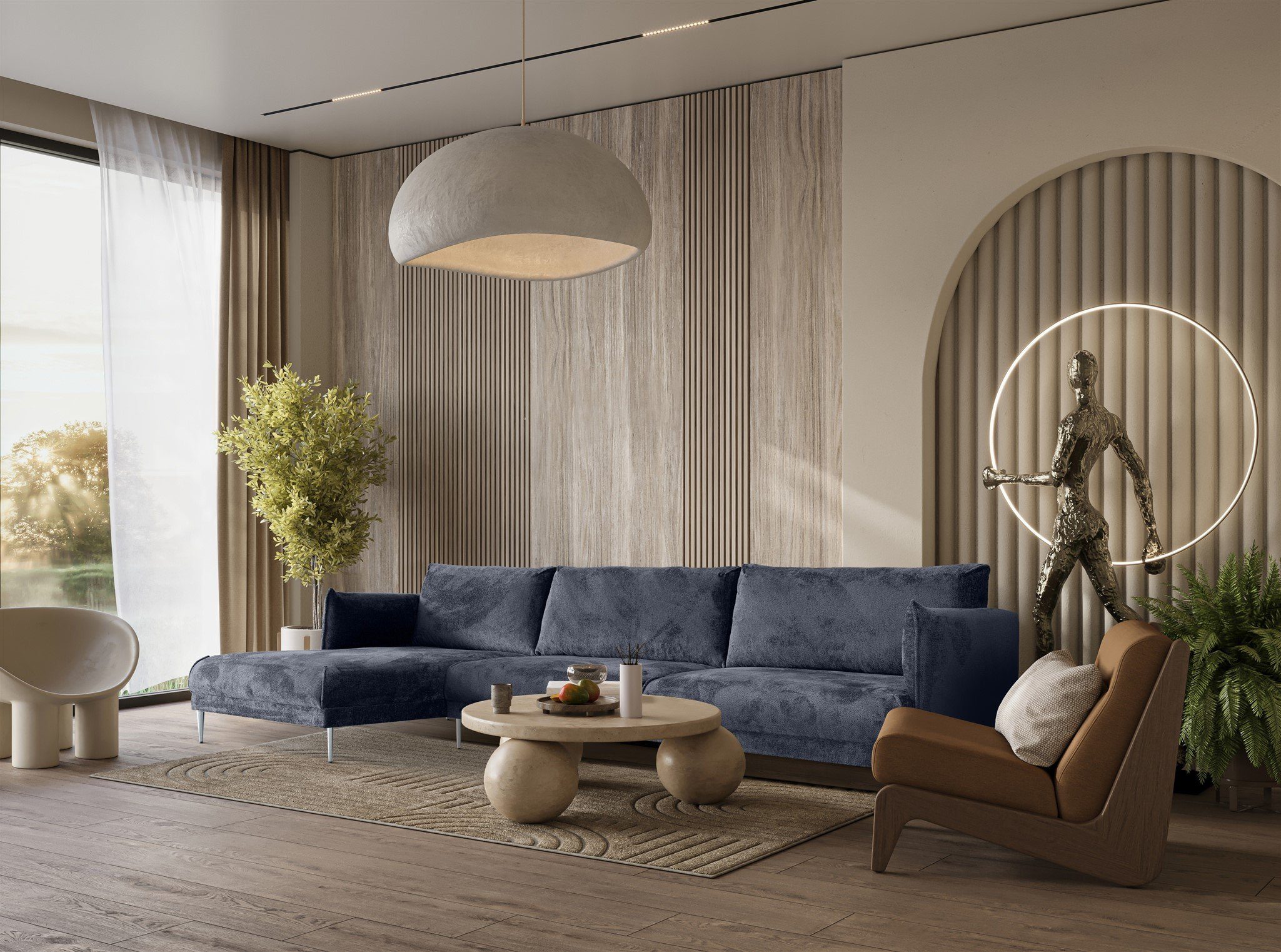 Fun Möbel Ecksofa Designersofa MADISON in Stoff Tender Way, mit Ottomane Links oder Rechts, Rundumbezug
