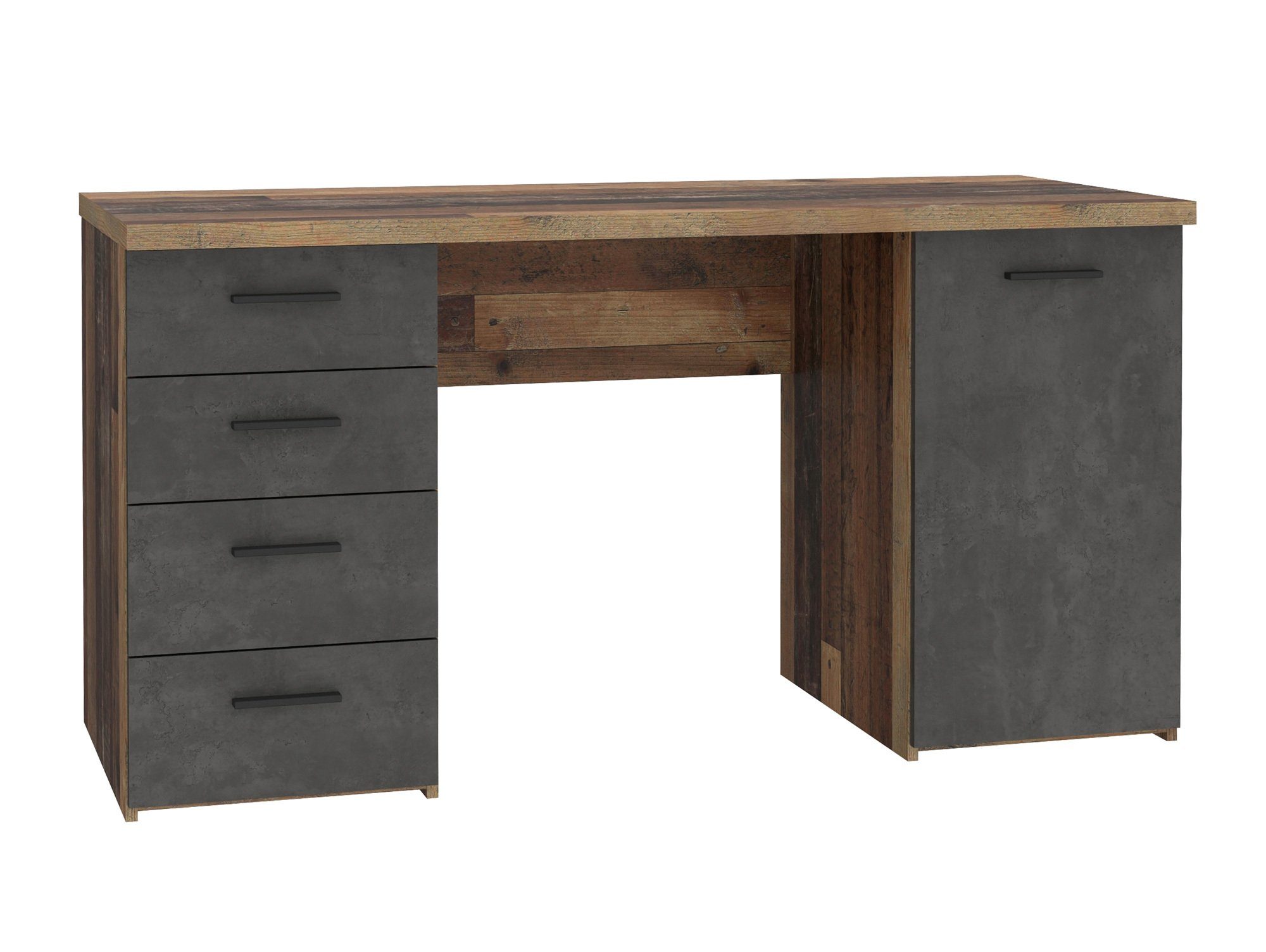 Moebel-Eins Schreibtisch MIGEL Schreibtisch, Material Dekorspanplatte Old wood vintage/betonfarbig | Schreibtische