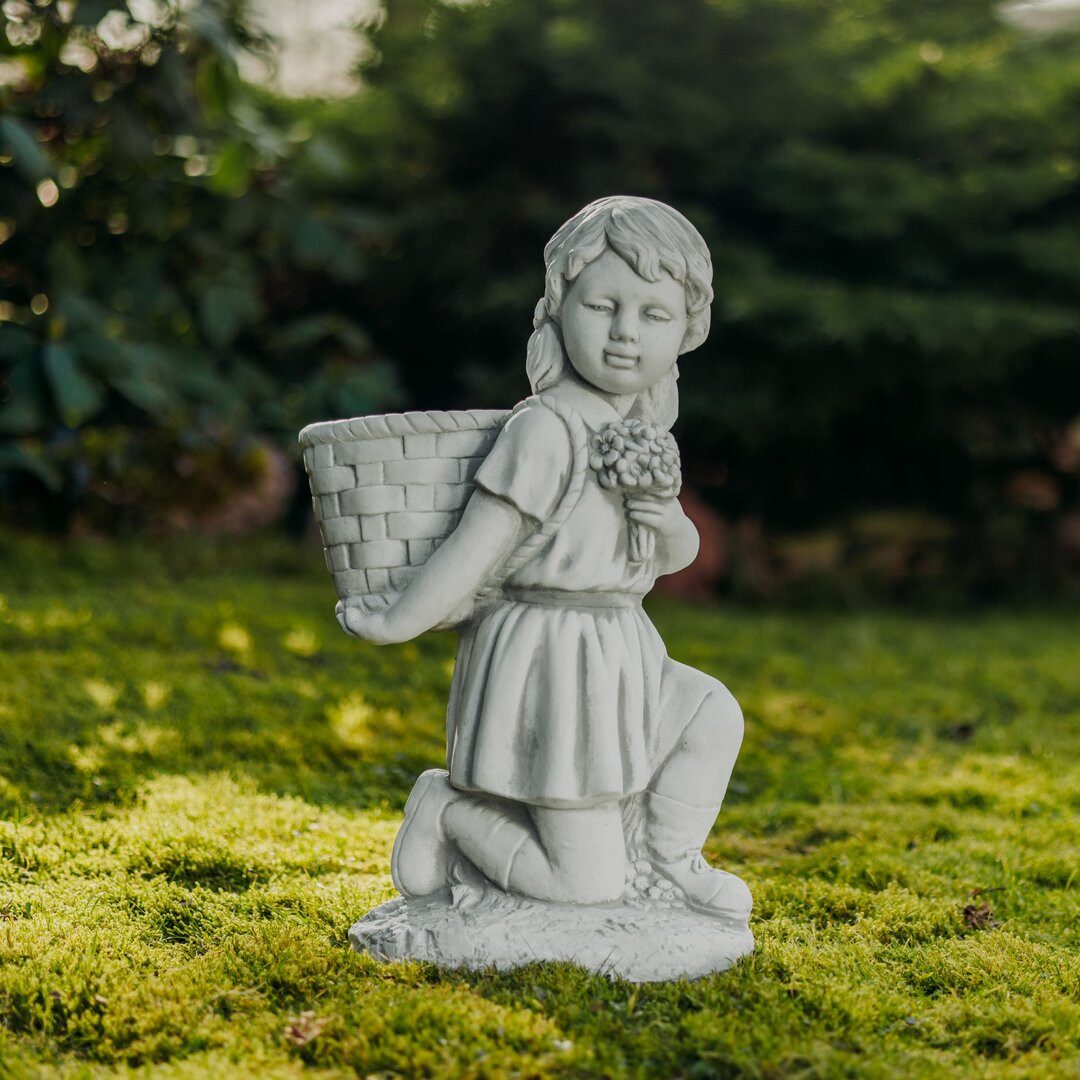 gartendekoparadies.de Pflanzkübel Gartenfigur Mädchen mit Pflanzkorb, 55 cm Höhe, 25 kg, Frostsicher