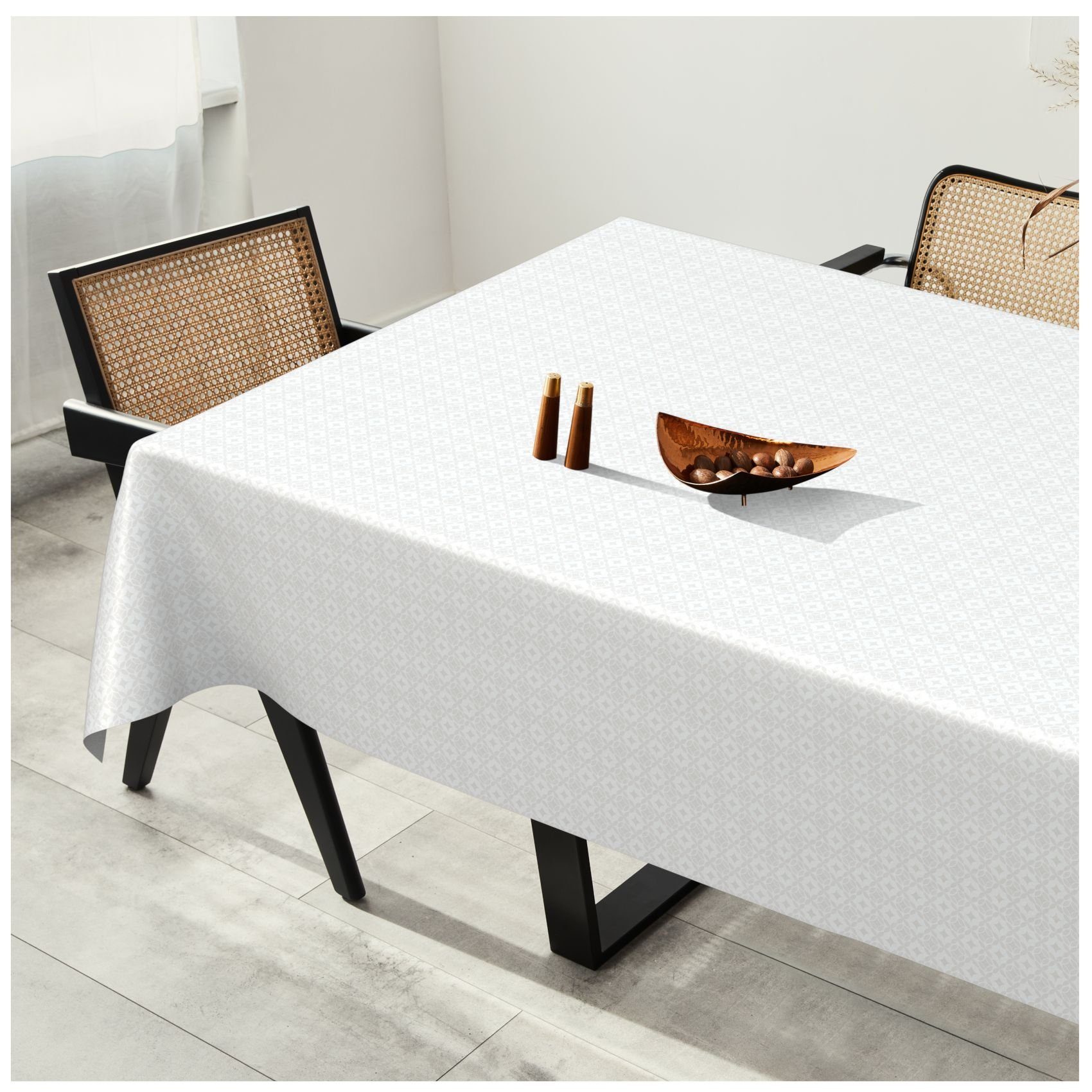 ANRO Einfarbig Glatt Wachstuch Weiß MIMOSA Tischdecke Wasserabweisend, Tischdecke Robust