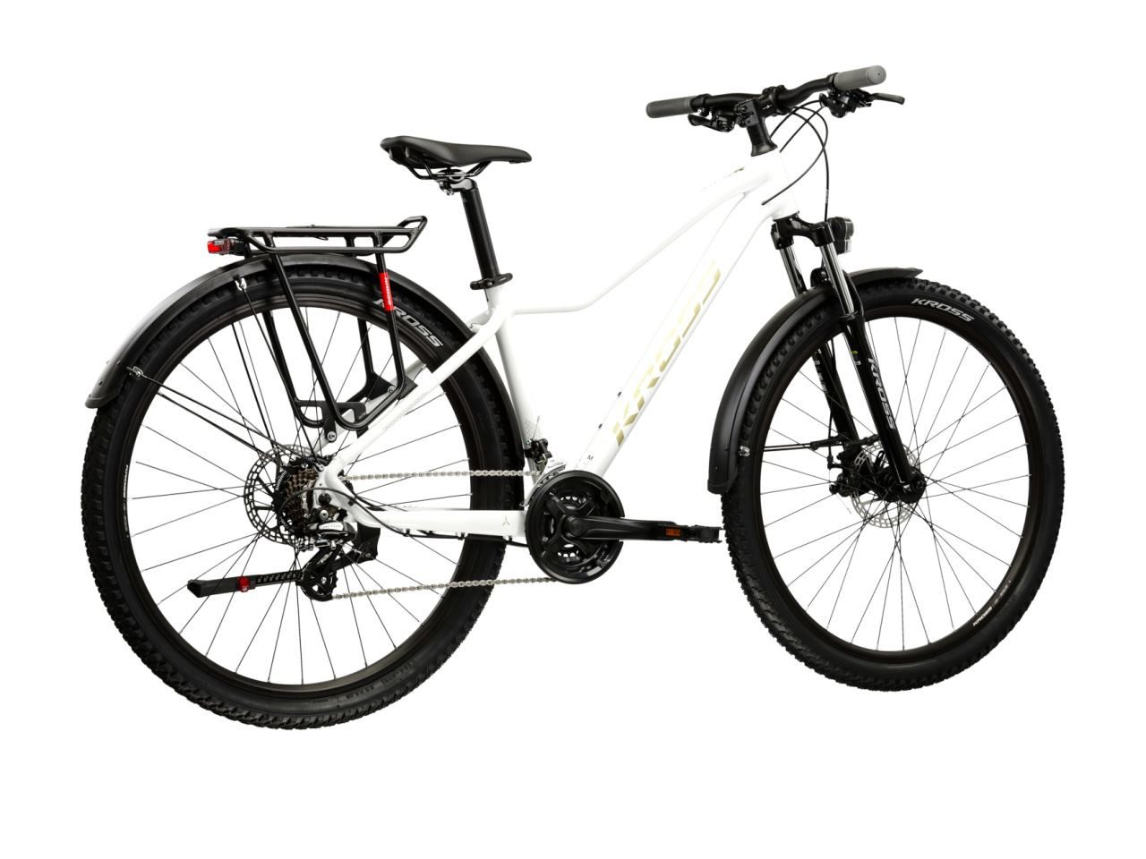 Kross Mountainbike Lea 2.0 weiß 21 Gänge mit Beleuchtung, 21 Gang Shimano ALTUS M310 Schaltwerk, Kettenschaltung