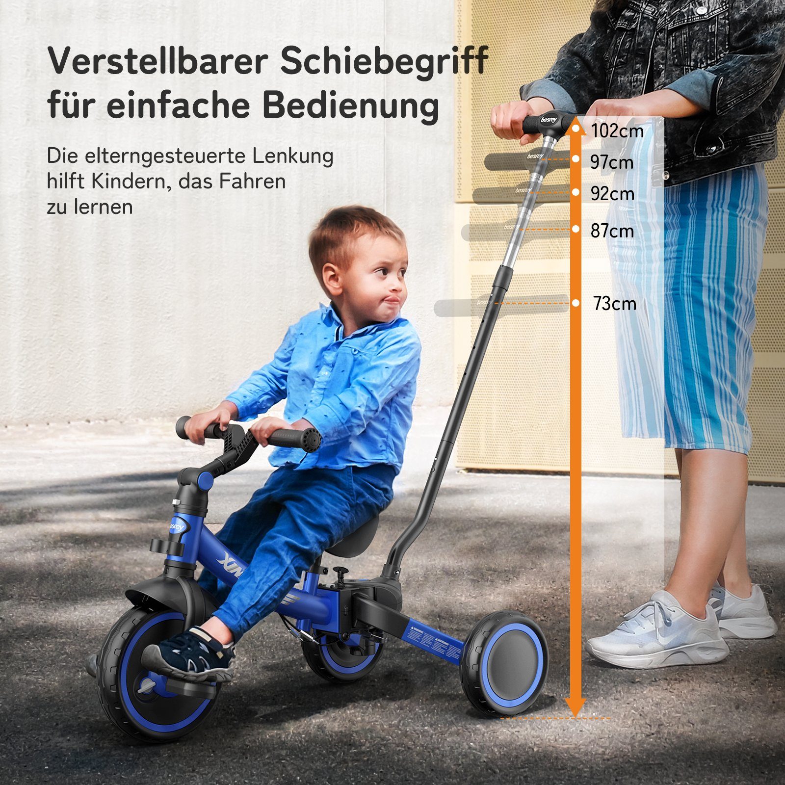 besrey Dreirad 7-in-1 Kleinkind-Dreirad mit Lenkschiebegriff günstig online kaufen