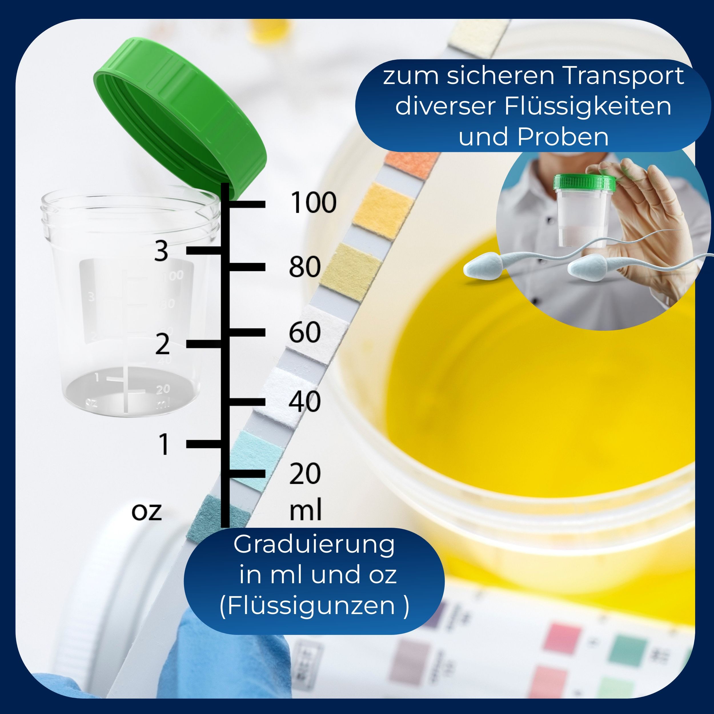 Horn Medical Urin-Flasche Horn Medical Urinbecher mit Schraubverschluss 125ml (Becher für (Harn) Proben u.a., 1 St., auslaufsicher dank dichtem Schraubdeckel), unsteril, standfest aus stabilem Polypropylen