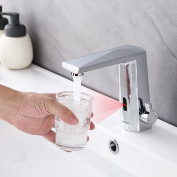 Lonheo Waschtischarmatur Infrarot Sensor Wasserhahn Chrom Bad Automatik Waschtischarmatur Waschbecken Mischbatterie Badarmatur