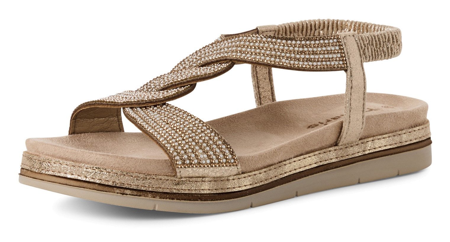 Tamaris Keilsandalette, Riemchensandale mit Zierperlen und Schmucksteinen a günstig online kaufen