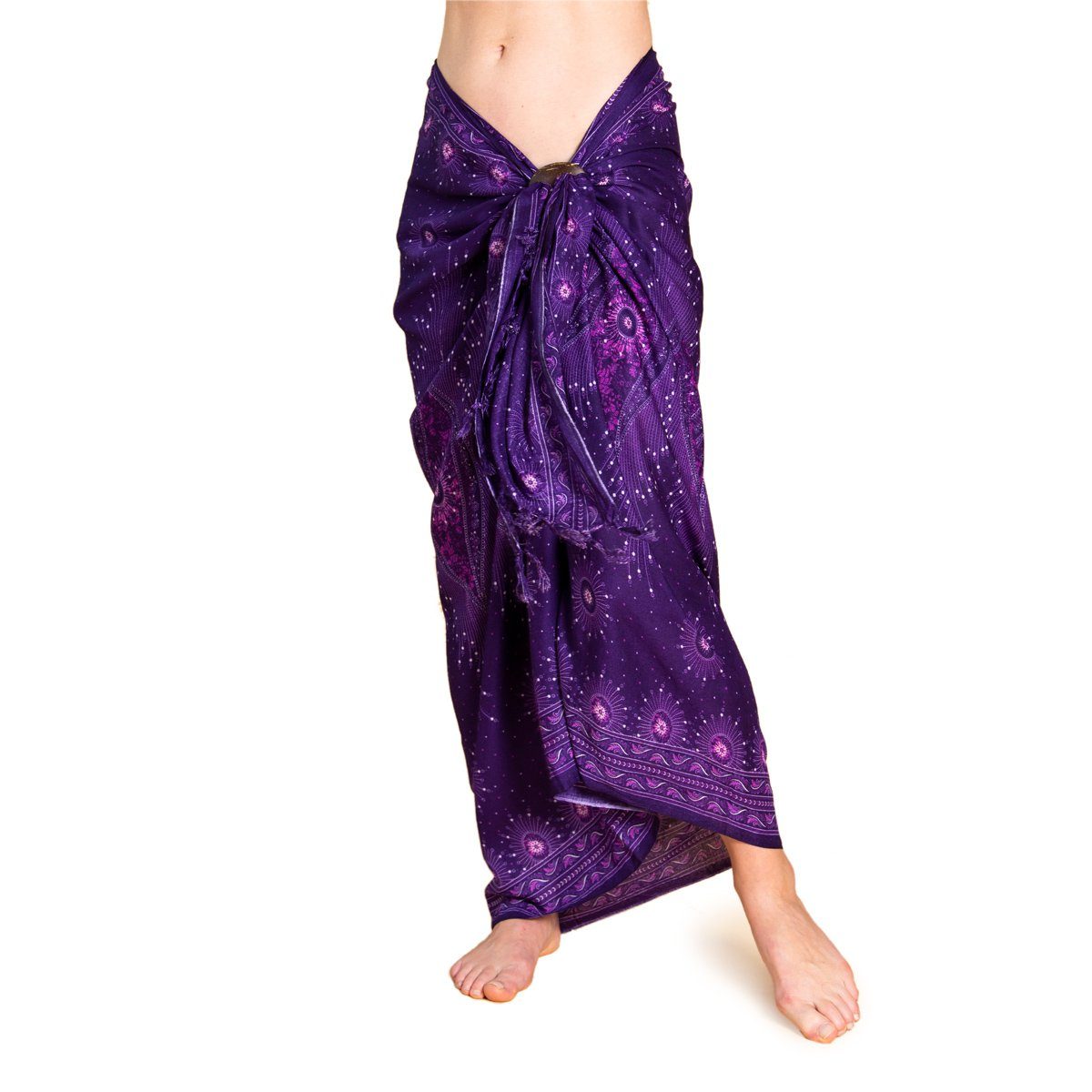 den Schultertuch Sarong aus Halstuch hochwertiger V23 Cover-up für Peacock Wrap, purple Viskose Tuch Design Strandkleid Bikini Strand Strandtuch PANASIAM Pareo