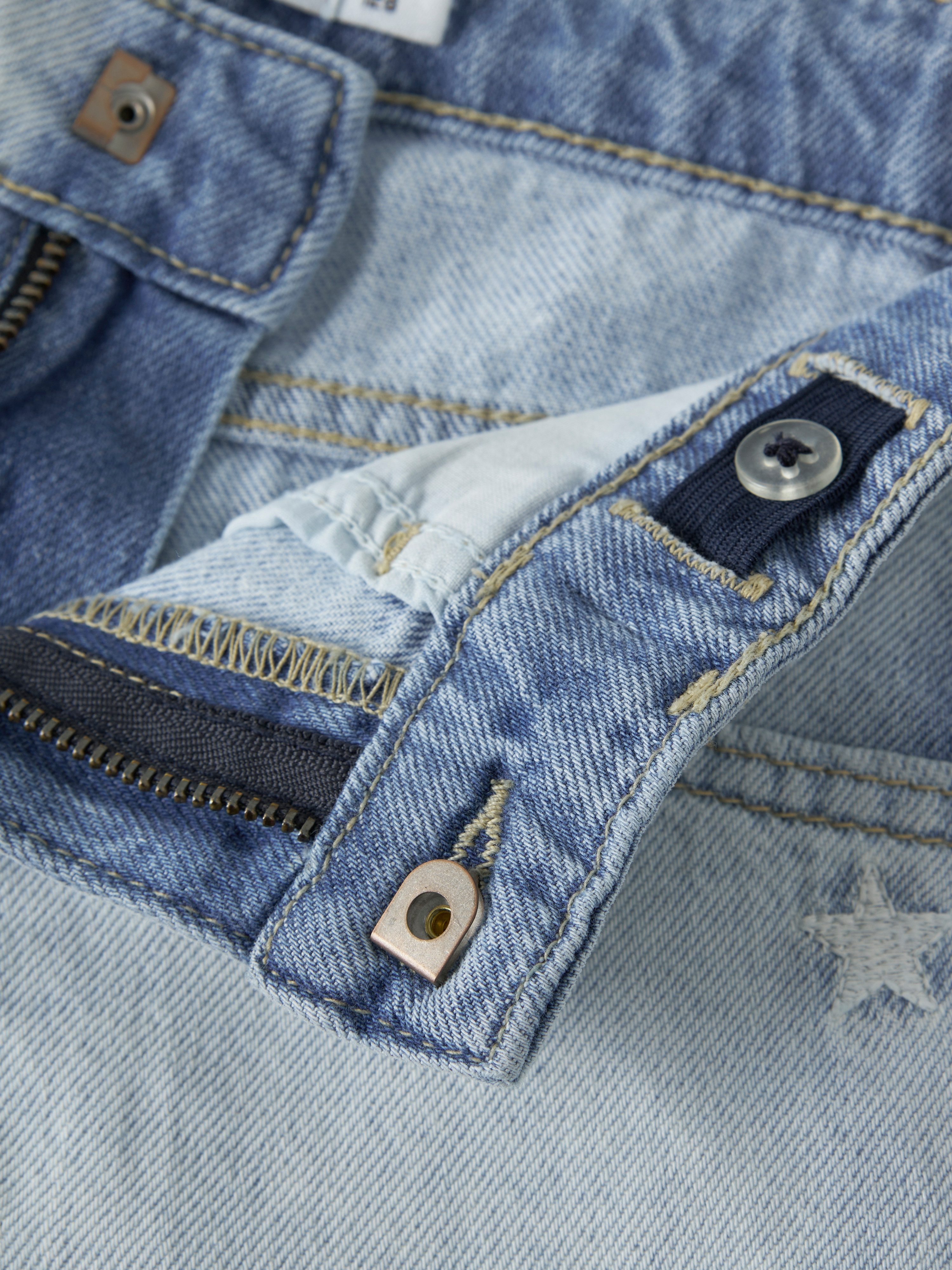 Name It Jeansshorts NKFBELLA REG DNM SHORTS 3674-BE NOOS Baumwolle, verstellbarer Bund, bestickte Details – Bild 4 von 4