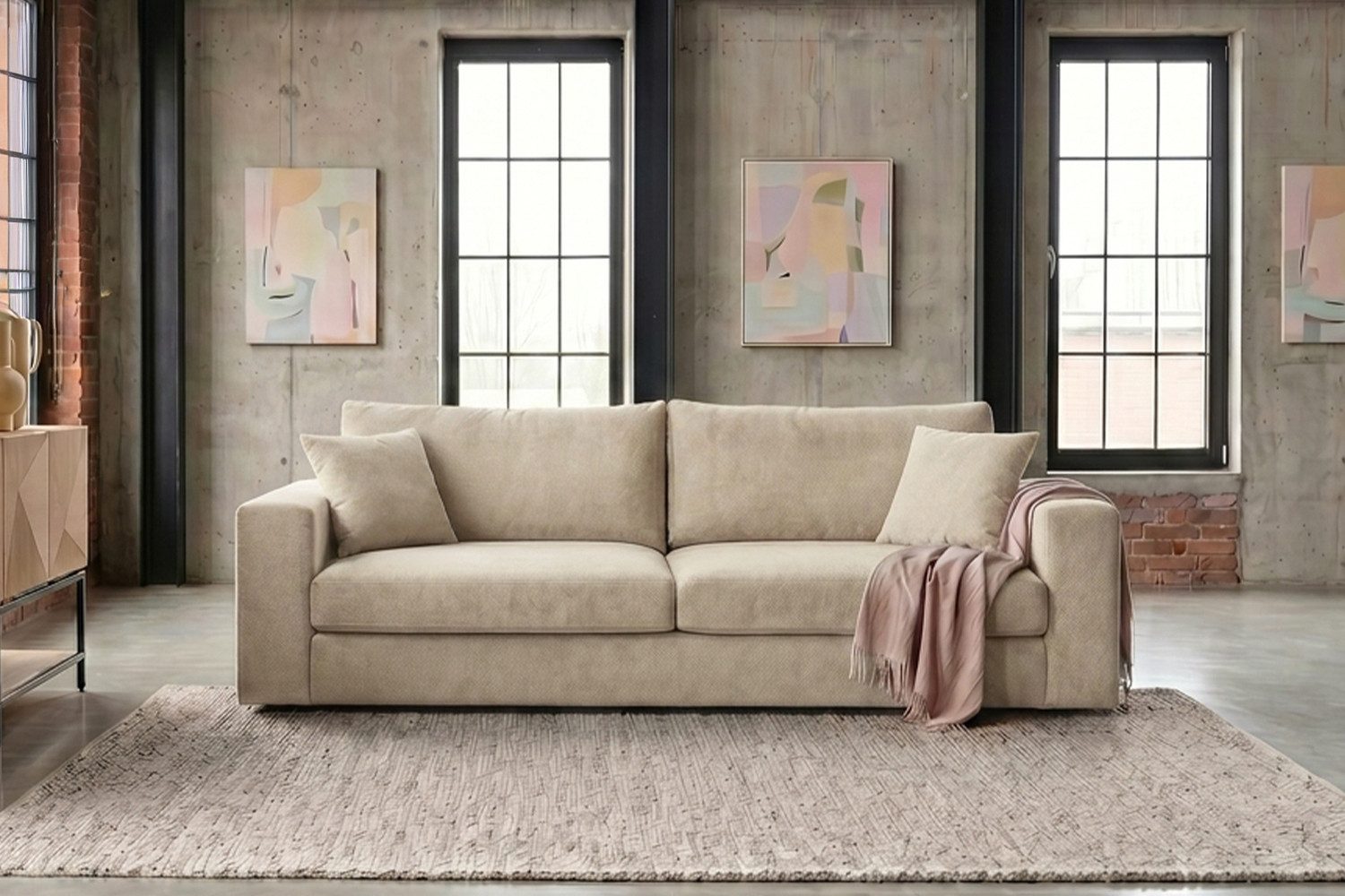 KAWOLA 3-Sitzer AMINA Stoff Couch - Gemütlichkeit - Wohnzimmer Sofa - 3 Sitzer, Modernes Sofa für Drei, hochwertiger Bezug, toller Sitzkomfort – Bild 3 von 5