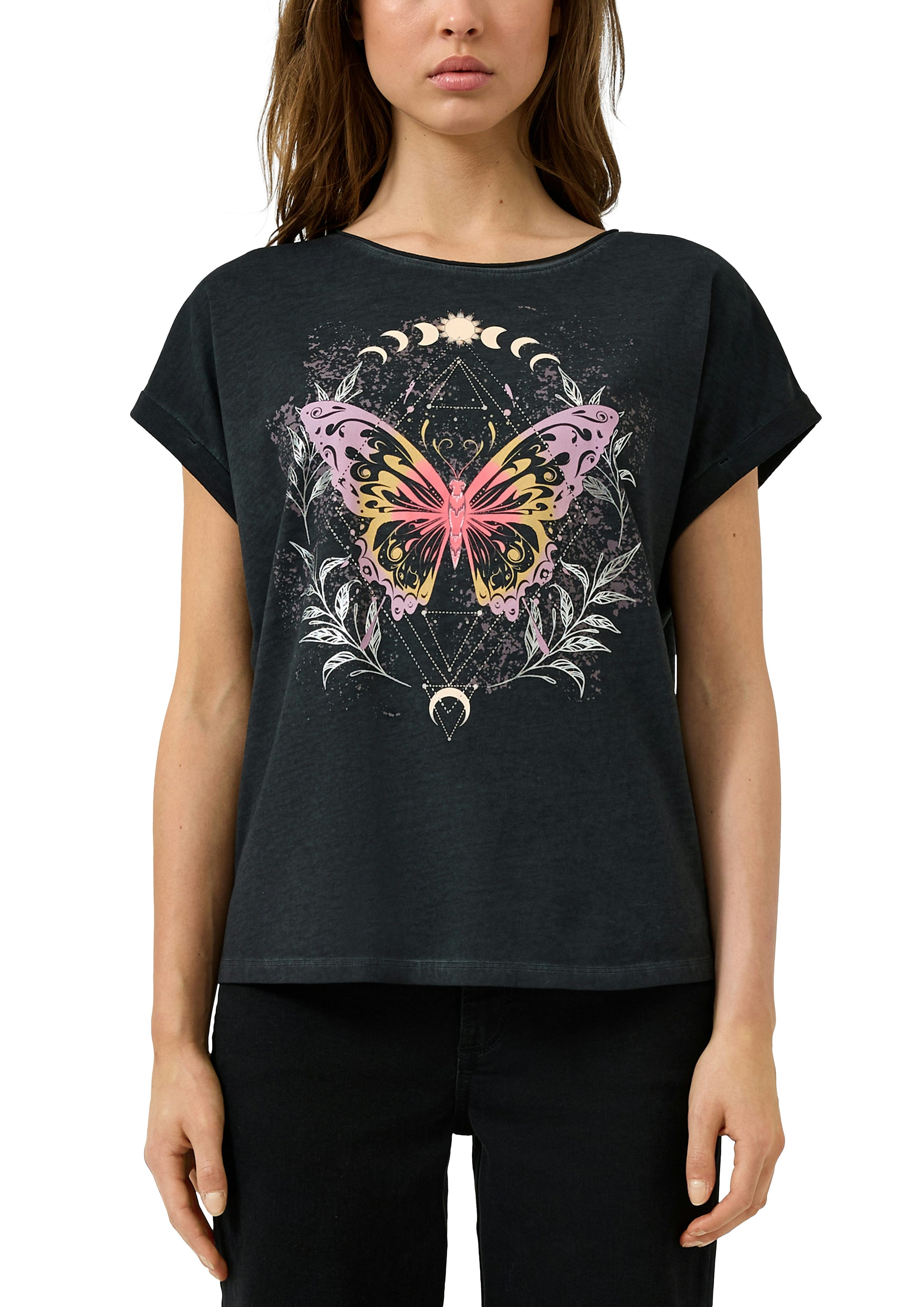 QS Rundhalsshirt mit großem Print günstig online kaufen