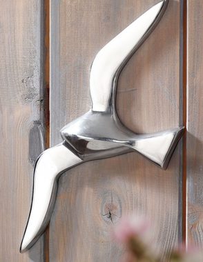 KADIMA DESIGN Dekofigur Deko Möwe aus Aluminium, maritime Wohnzimmer Dekoration (30cm), Aluminium