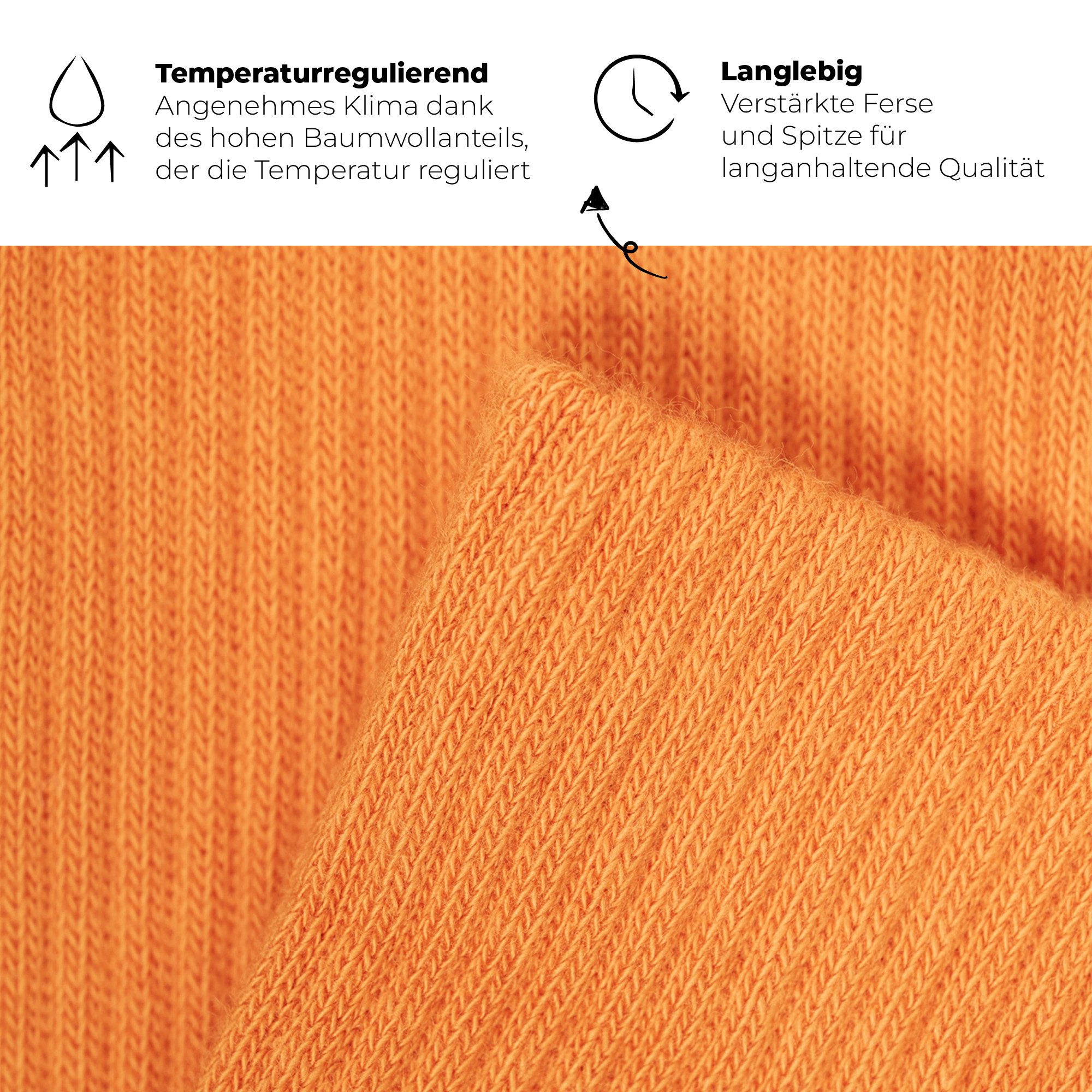 von Jungfeld Tennissocken Einfarbige CLASSICS Bio-Baumwolle 35-46 Unisex (2-Paar, 2er-Pack) Sportsocken mit verstärkter Ferse & Fußsohle