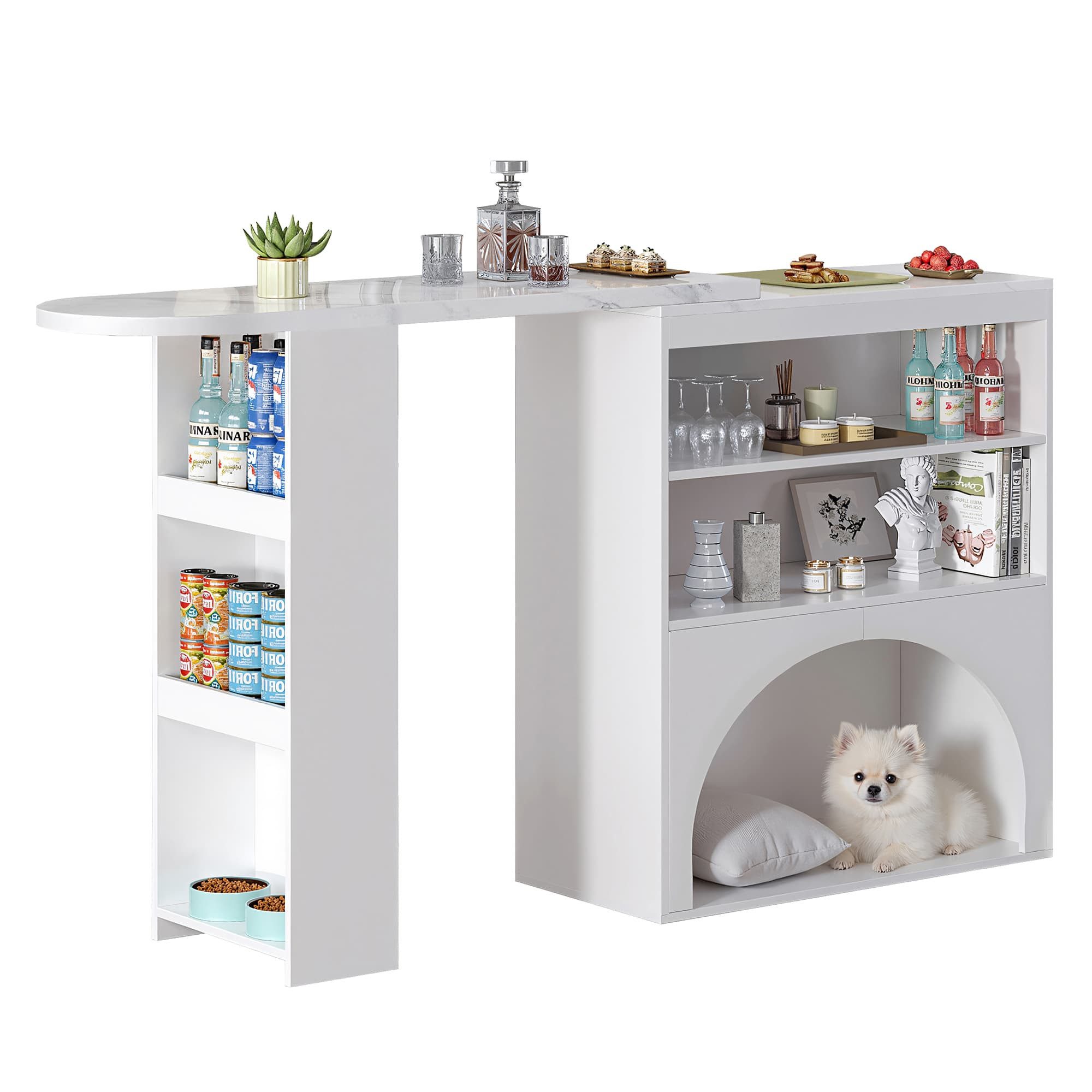 ANYSUN Bartisch Esstheke, Kücheninsel mit Stauraum Sideboard mit Haustierbereich (Set, 1Tisch), Breite 120 cm