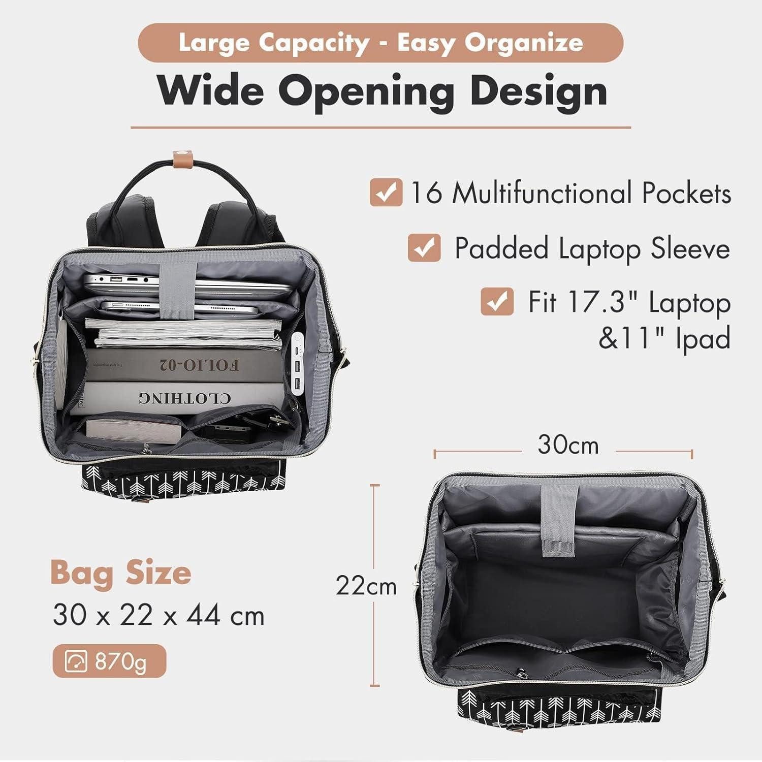 LuxusKollektion Laptoprucksack Rucksack Laptop Damen Wasserdicht Daypack 17.3 Zoll Schwarz Pfeil