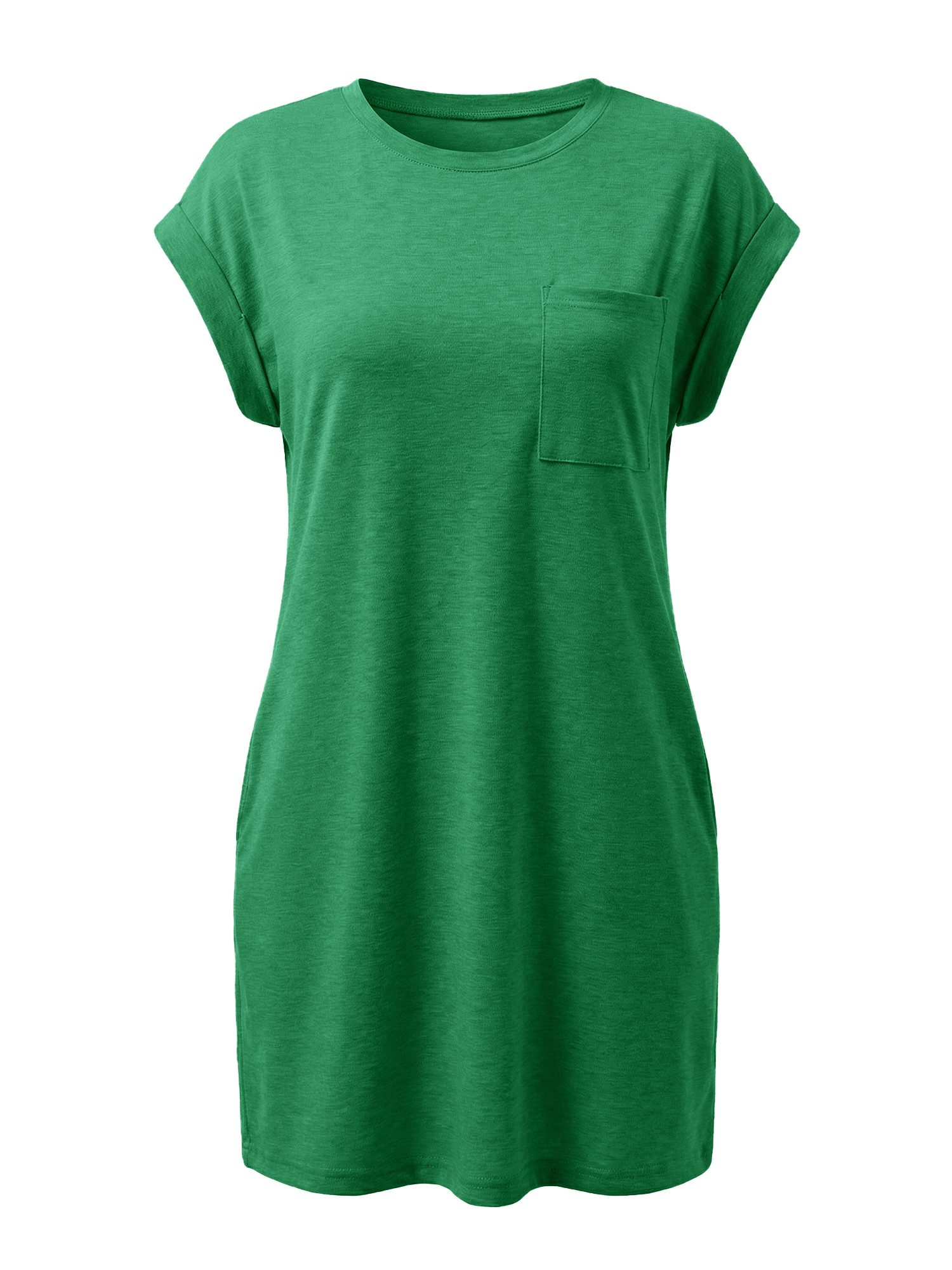 Minikleid Damen Sommerliches T-Shirt Kleid mit Taschen